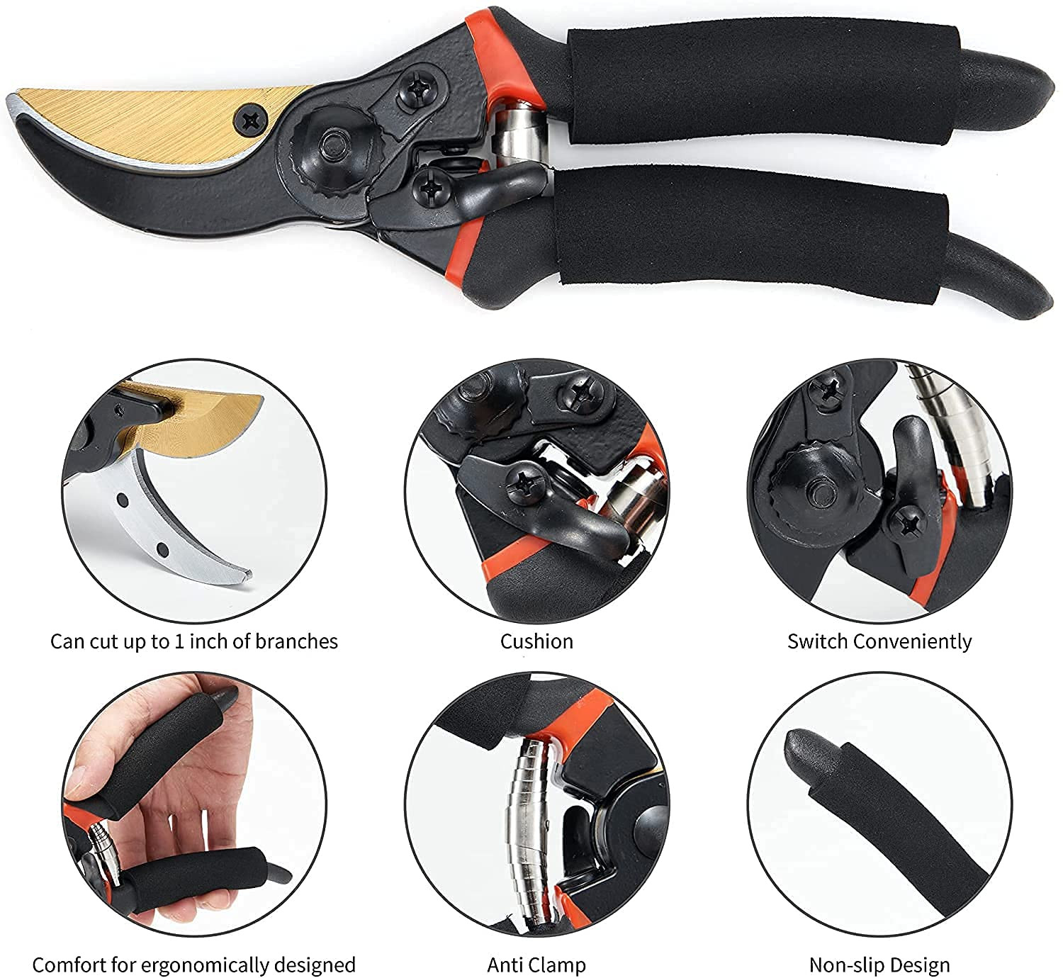 Kuber Industries Heavy Duty Gardening Shears|Black |FB8621B