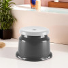 Kuber Industries Heavy Duty Plastic Stool for Sitting &amp; Bathing | Durable Anti-Slip Machiya Comfortable Indoor &amp; Outdoor | Multiple Space Use Home, Kitchen, Bathroom and Living Room | Grey &amp; White