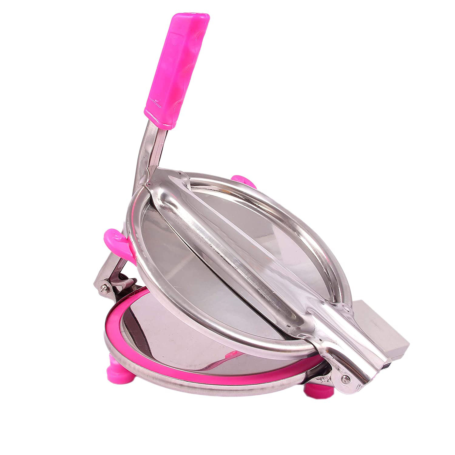 Kuber Industries Heavy Quality Stainless Steel Puri Maker Press Machine with Handle, Manual Stainless Steel Roti Press, Papad/Khakhra/Chapati Maker (Silver)