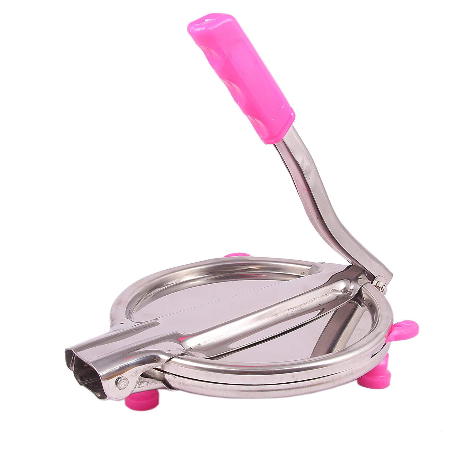 Kuber Industries Heavy Quality Stainless Steel Puri Maker Press Machine with Handle, Manual Stainless Steel Roti Press, Papad/Khakhra/Chapati Maker (Silver)