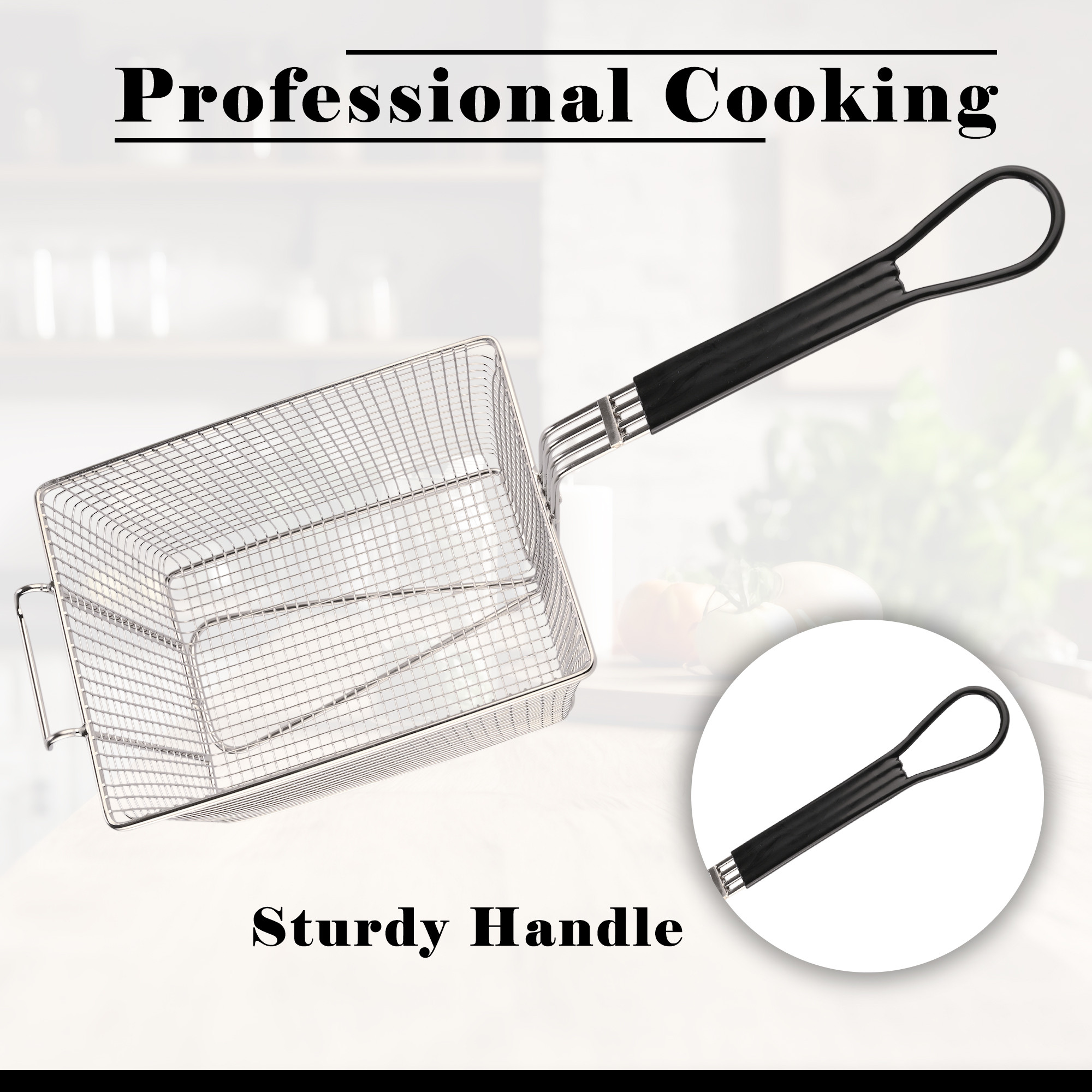 Kuber Industries Heavy Stainless Steel Deep Fryer Basket - Chips  French Fries Serving Cooking Strainer Frying Net for Kitchen  Restaurant Chef