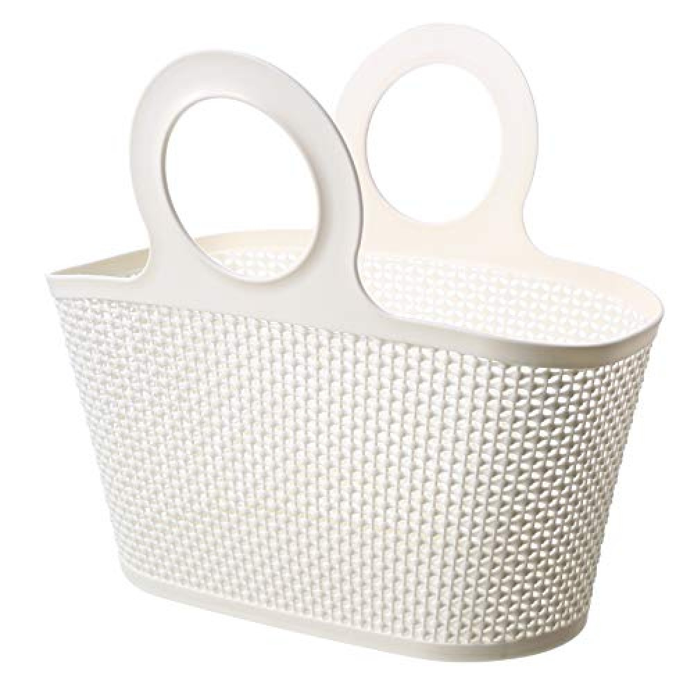 Kuber Industries High-Capicity Shopping Basket with Handle (White)