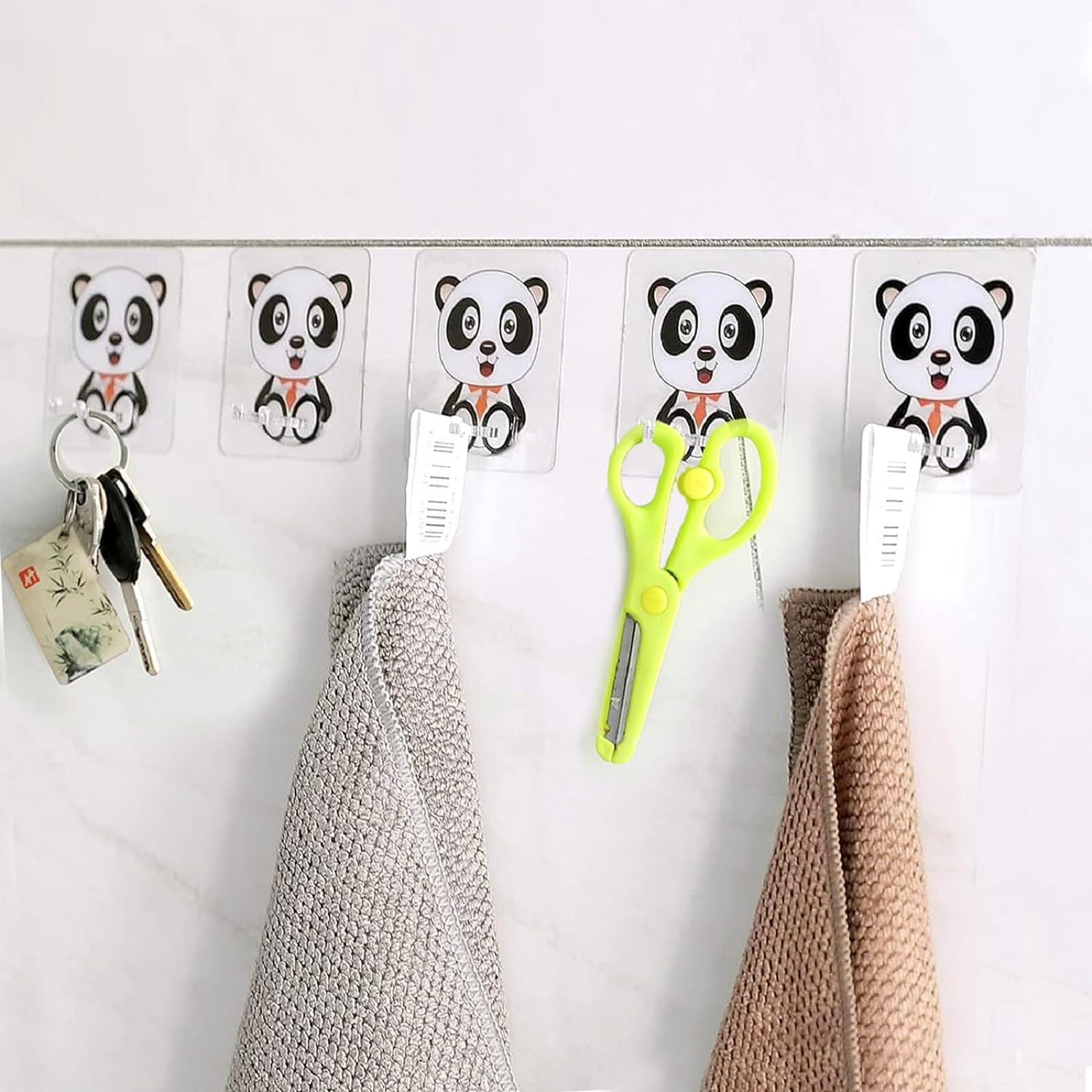 Kuber Industries Hooks For Wall|Superior Quality ABS|Durable & Rust-Proof|Easy to Install Self Adhesive Hook|Multipurpose Hooks for Bathroom, Kitchen|Wall Hooks For Doors & Closets|KR-14|Pack of 5|Transparent