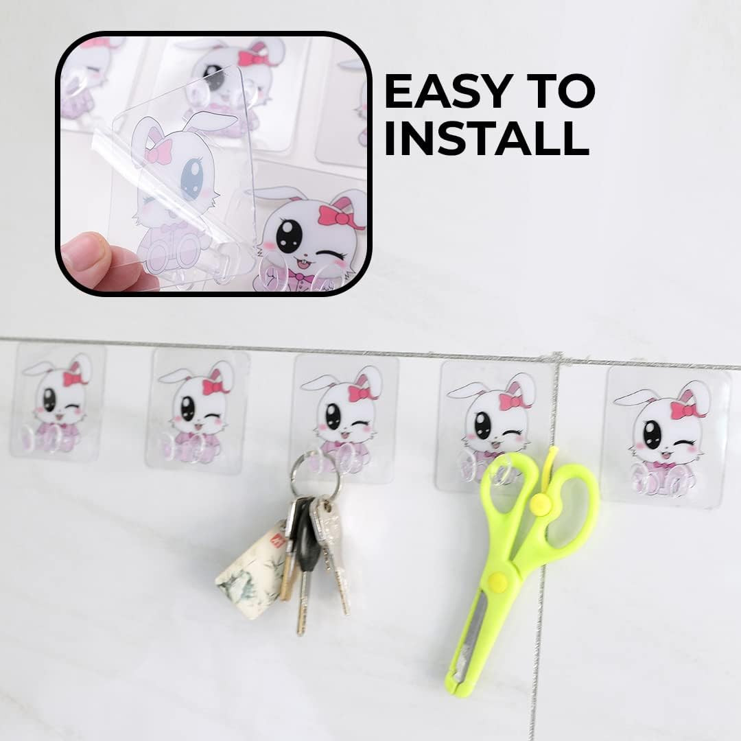 Kuber Industries Hooks For Wall|Superior Quality ABS|Durable & Rust-Proof|Easy to Install Self Adhesive Hook|Multipurpose Hooks for Bathroom, Kitchen|Wall Hooks For Doors & Closets|KR-16|Pack of 5|Transparent