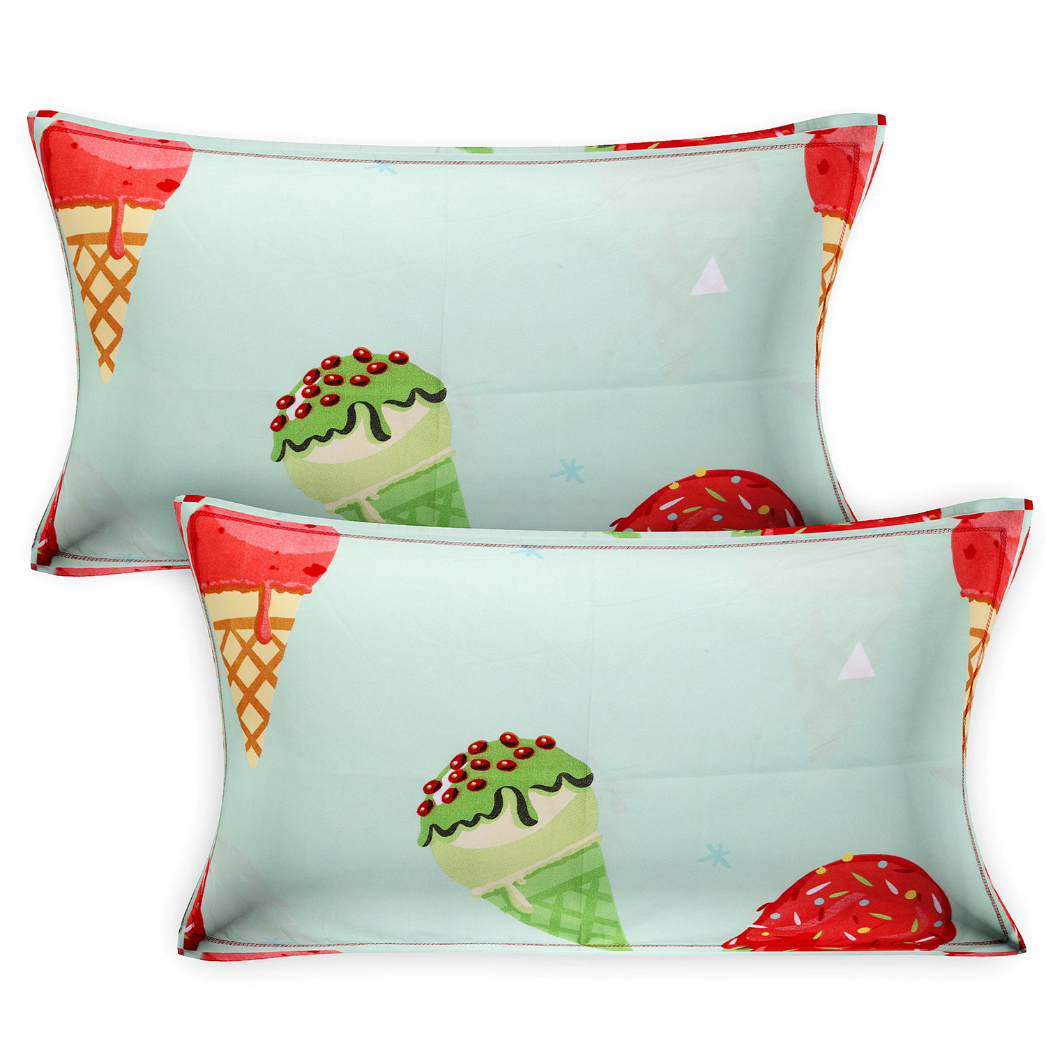 Kuber Industries Ice Cream Printed Luxurious Soft Breathable & Comfortable Glace Cotton Double Bedsheet With 2 Pillow Covers (Light Cream)-HS43KUBMART26793