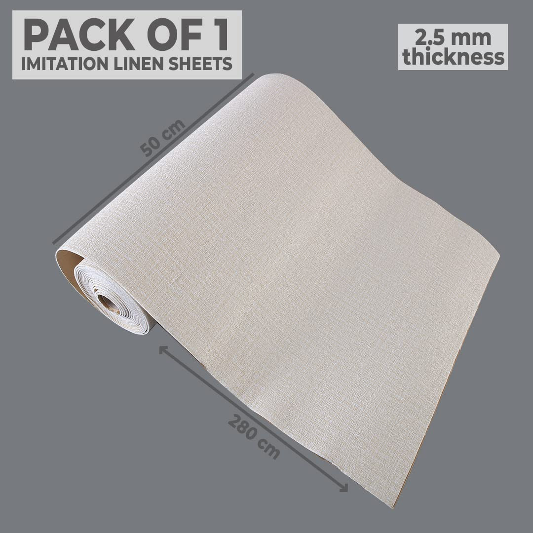 Kuber Industries Imitation Linen Wallpaper for Walls | Textured & Self Adhesive Peel Wall Stickers | Easy to Peel, Stick & Remove DIY Wallpaper | Suitable on All Walls | Pack of 1 Roll,50 cm X 280 cm
