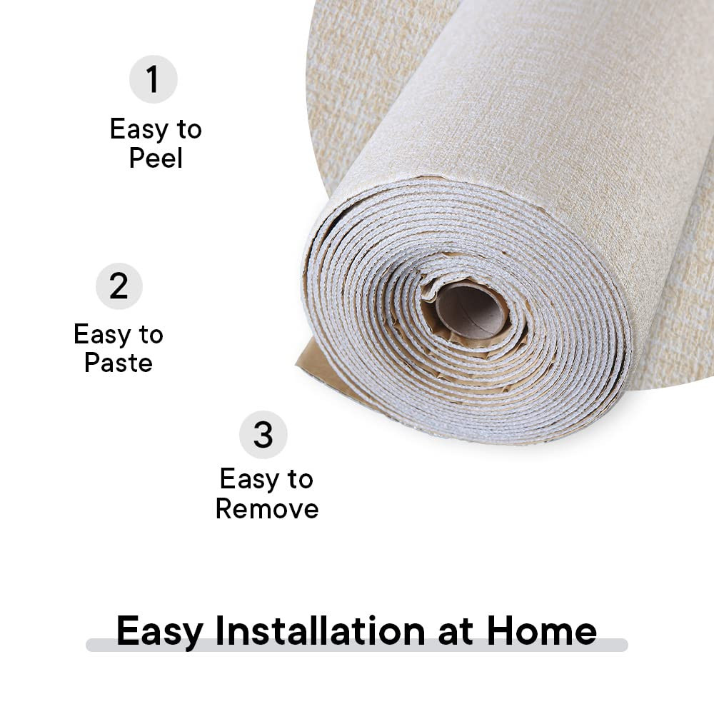 Kuber Industries Imitation Linen Wallpaper for Walls | Textured & Self Adhesive Peel Wall Stickers | Easy to Peel, Stick & Remove DIY Wallpaper | Suitable on All Walls | Pack of 1 Roll,50 cm X 280 cm