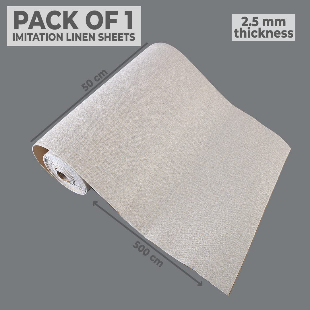 Kuber Industries Imitation Linen Wallpaper for Walls | Textured & Self Adhesive Peel Wall Stickers | Easy to Peel, Stick & Remove DIY Wallpaper | Suitable on All Walls | Pack of 1 Roll,50 cm X 500 cm