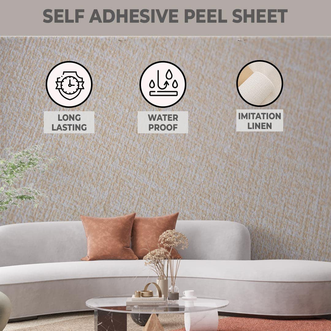 Kuber Industries Imitation Linen Wallpaper for Walls | Textured & Self Adhesive Peel Wall Stickers | Easy to Peel, Stick & Remove DIY Wallpaper | Suitable on All Walls | Pack of 1 Roll,50 cm X 500 cm