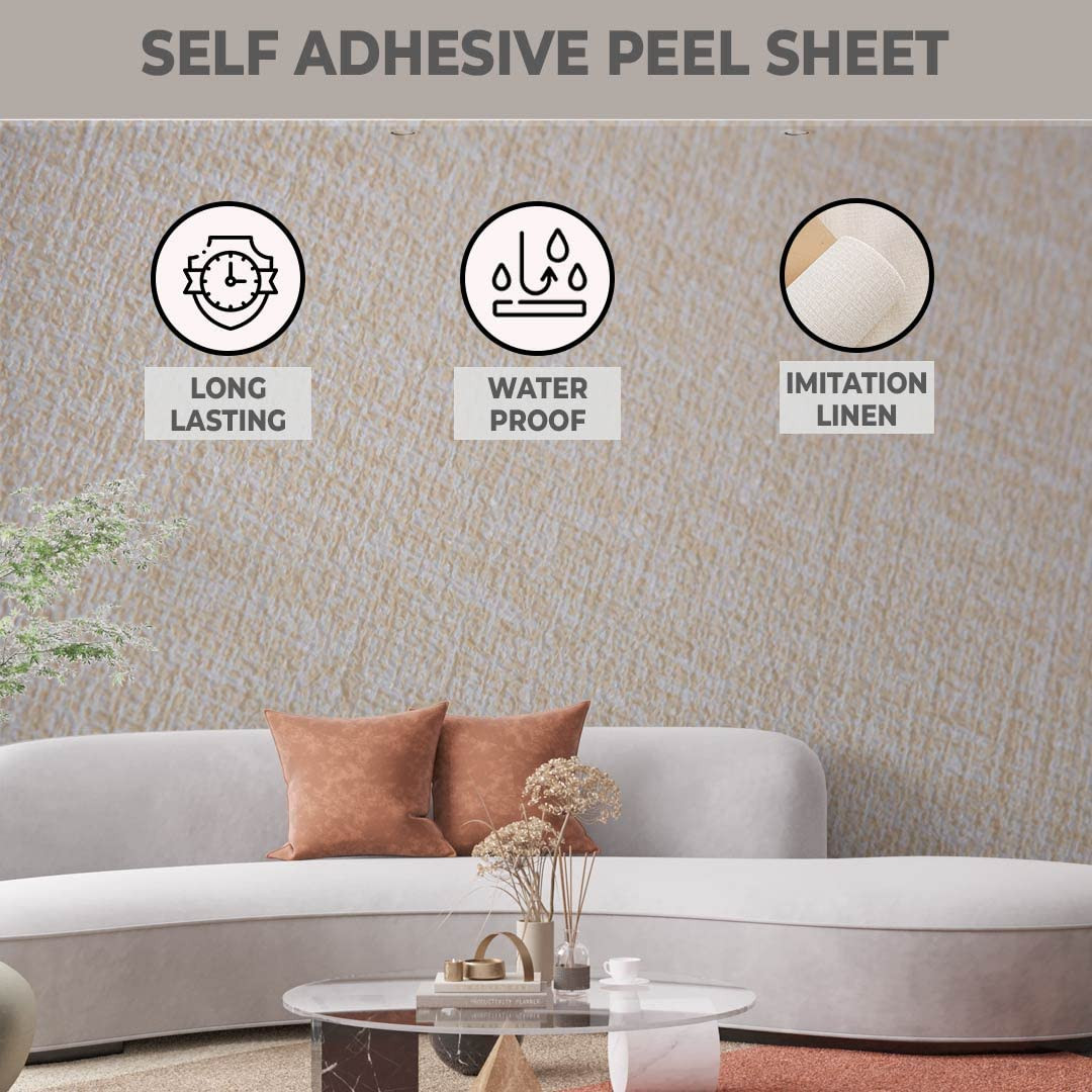 Kuber Industries Imitation Linen Wallpaper for Walls | Textured & Self Adhesive Peel Wall Stickers | Easy to Peel, Stick & Remove DIY Wallpaper | Suitable on All Walls | Pack of 2 Roll,50 cm X 280 cm