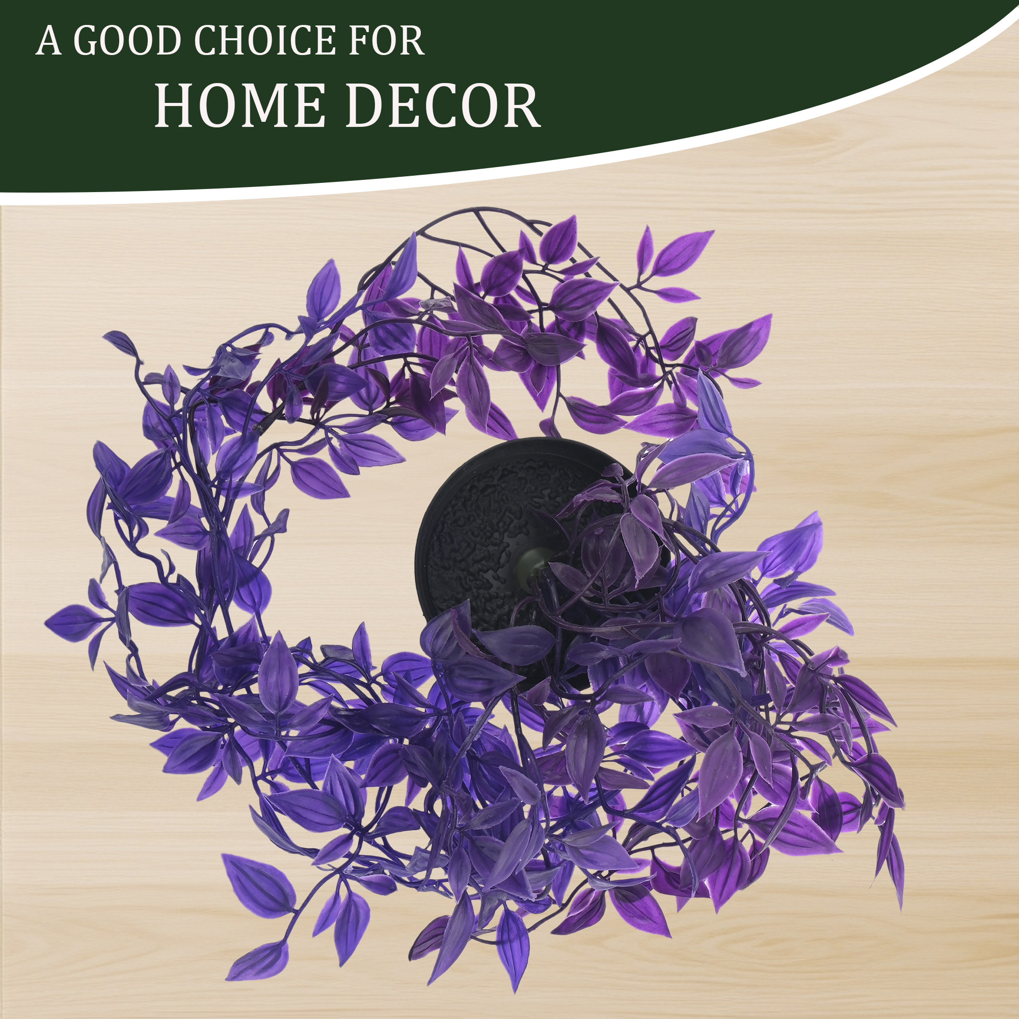 Kuber Industries Indoor Artificial Plants with Pot for Living Room  Green Fake Vines for Home Decor and Office  Leaves Hanging Falling Plants for Wall and Balcony Shelf Decoration  Purple