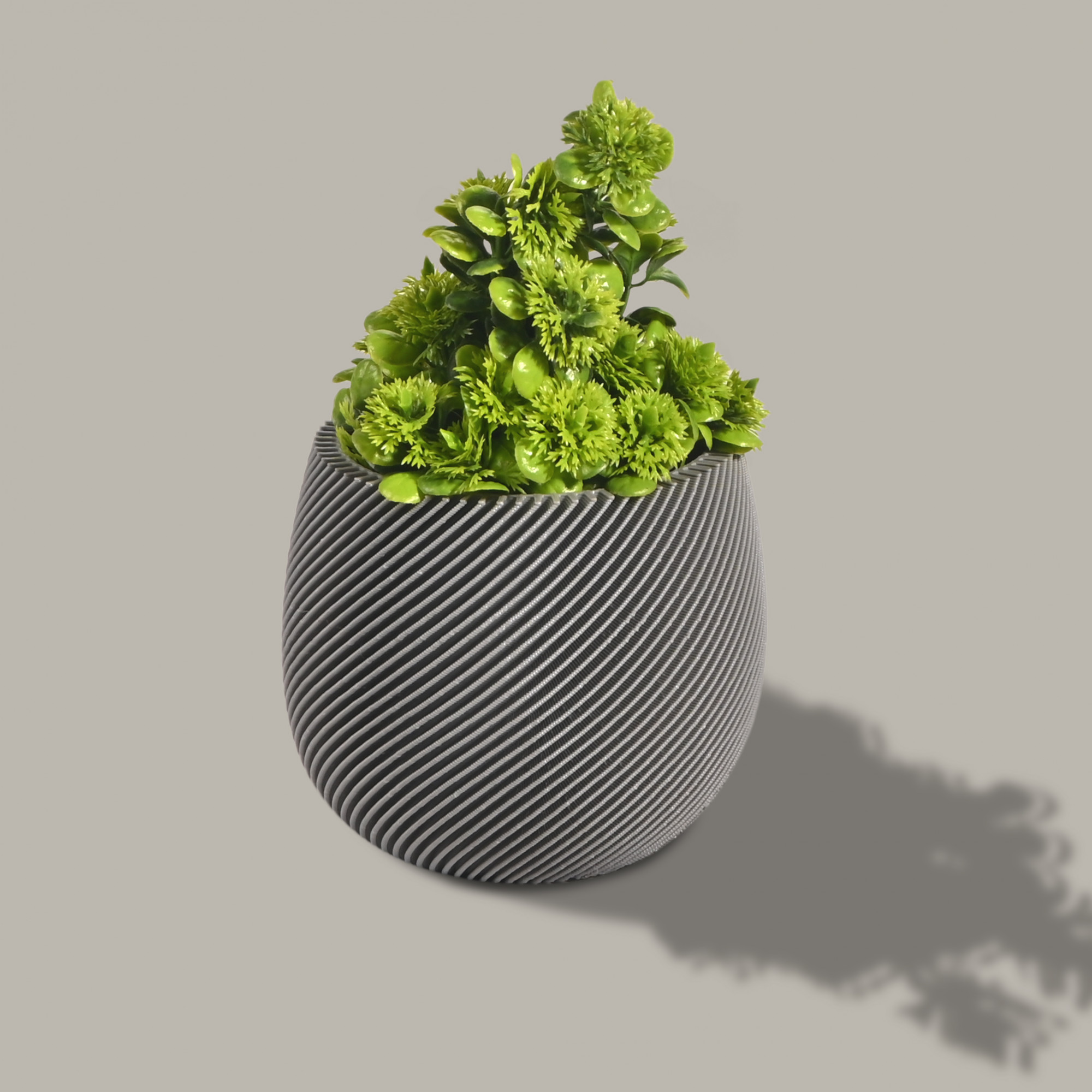 Kuber Industries Indoor Artificial Plants with Pot for Shelf and Table Top  Potted Faux Plants for Home Decor  Office Desk  TV Unit Decorative Items for Living Room  4001 - Grey