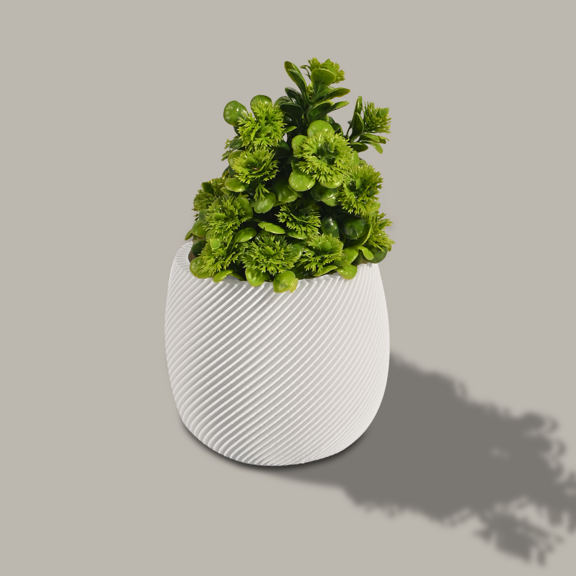 Kuber Industries Indoor Artificial Plants with Pot for Shelf and Table Top  Potted Faux Plants for Home Decor  Office Desk  TV Unit Decorative Items for Living Room  4001 - White