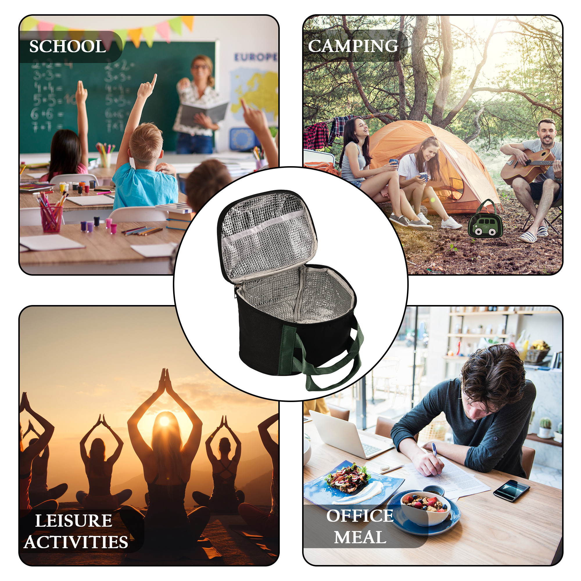 Kuber Industries Insulated Kids Lunch Bag with Inner Pocket Zip  Handle  Leakproof Lunch Bag for Kids Girls  Boys  Lunchbag for Kids for School  YJ-8-BLK  Car Design - Black