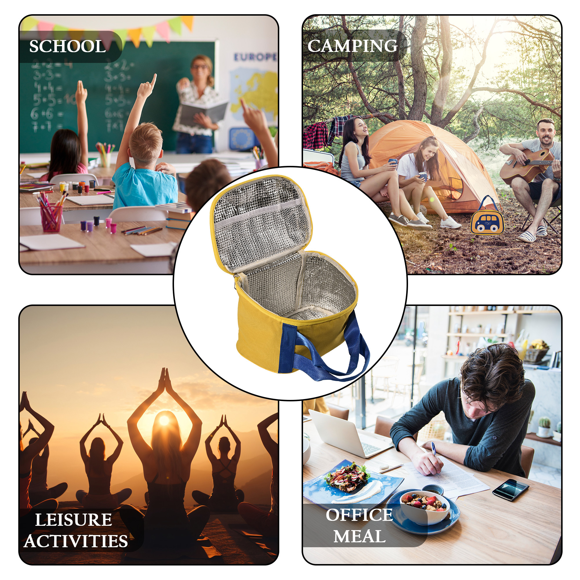 Kuber Industries Insulated Kids Lunch Bag with Inner Pocket Zip  Handle  Leakproof Lunch Bag for Kids Girls  Boys  Lunchbag for Kids for School  YJ-8-YEL  Car Design - Yellow