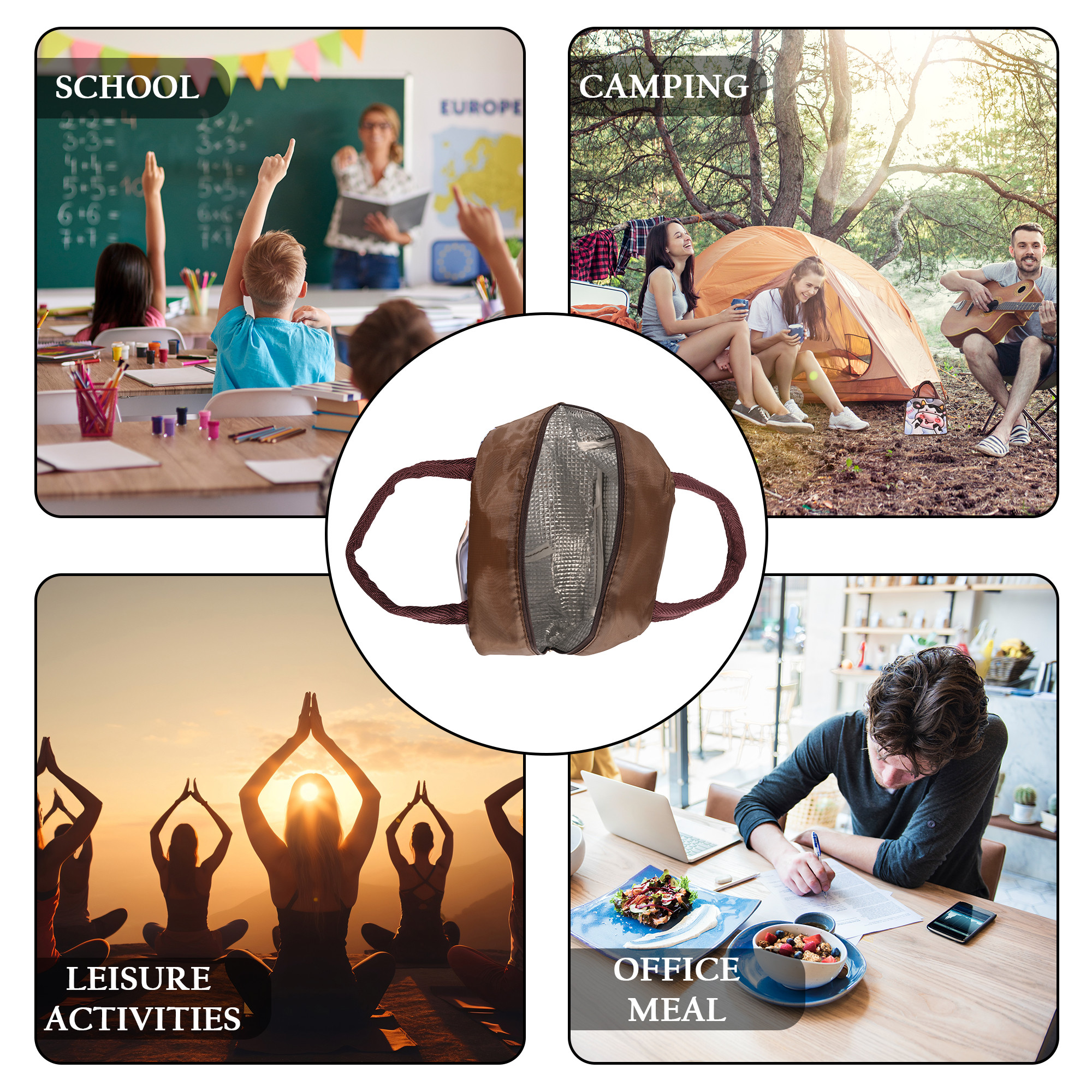 Kuber Industries Insulated Kids Lunch Bag with Zip Closure  Handle  Leakproof Lunch Bag for Kids Girls  Boys  Lunchbag for Kids for School  Picnic  YJ-2-BRN  Cow Print - Brown