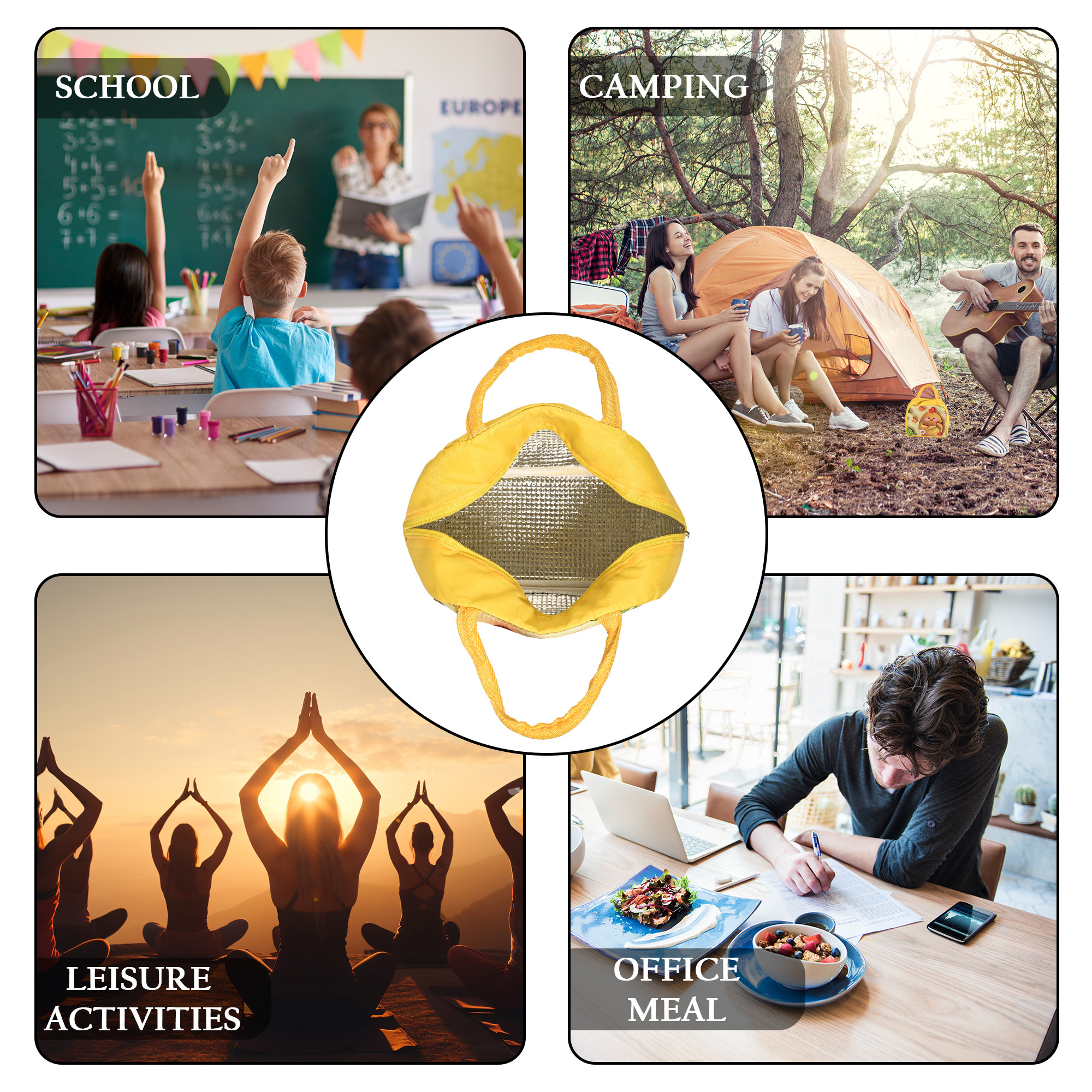 Kuber Industries Insulated Kids Lunch Bag with Zip Closure  Handle  Leakproof Lunch Bag for Kids Girls  Boys  Lunchbag for Kids for School  Picnic  YJ-2-YEL  Chick Design - Yellow