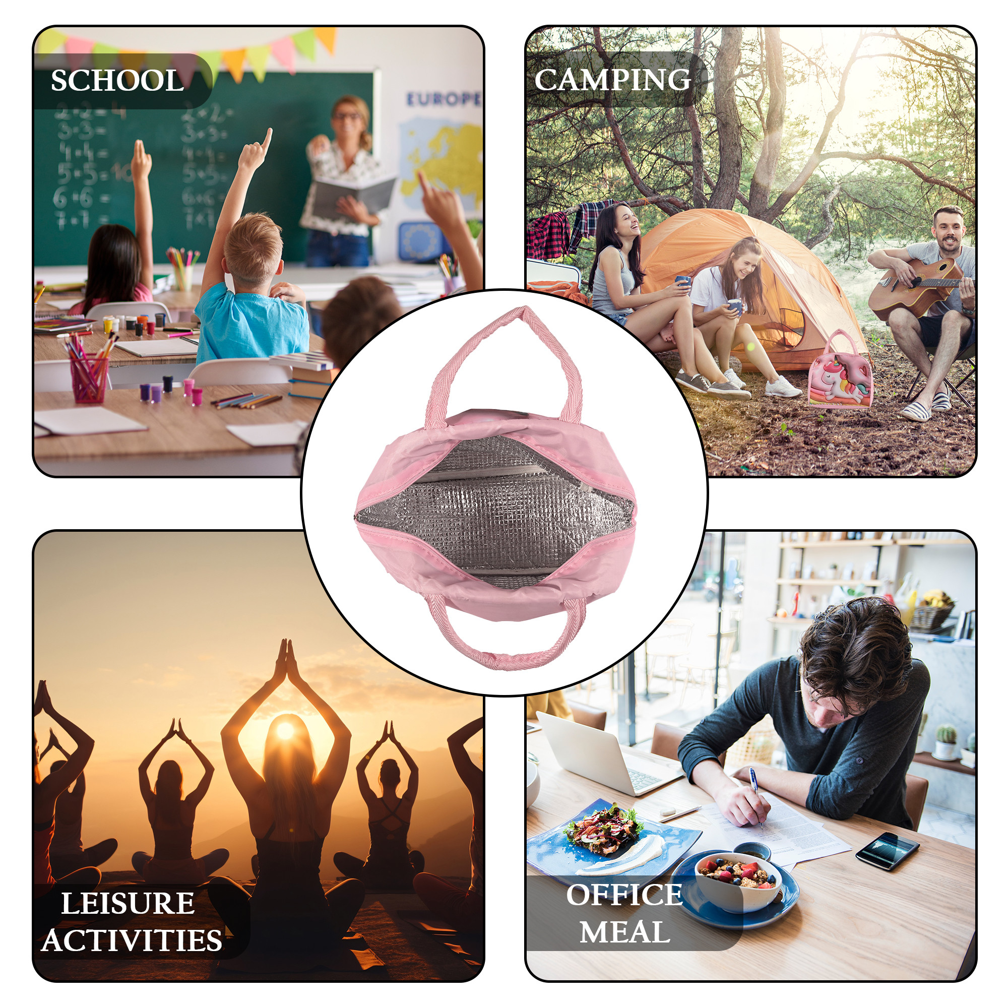 Kuber Industries Insulated Kids Lunch Bag with Zip Closure  Handle  Leakproof Lunch Bag for Kids Girls  Boys  Lunchbag for Kids for School  Picnic  YJ-2-PNK  Unicorn Design - Pink