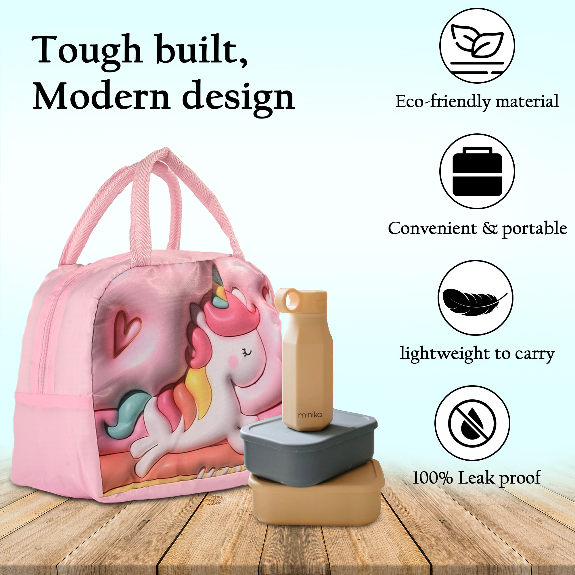 Kuber Industries Insulated Kids Lunch Bag with Zip Closure  Handle  Leakproof Lunch Bag for Kids Girls  Boys  Lunchbag for Kids for School  Picnic  YJ-2-PNK  Unicorn Design - Pink