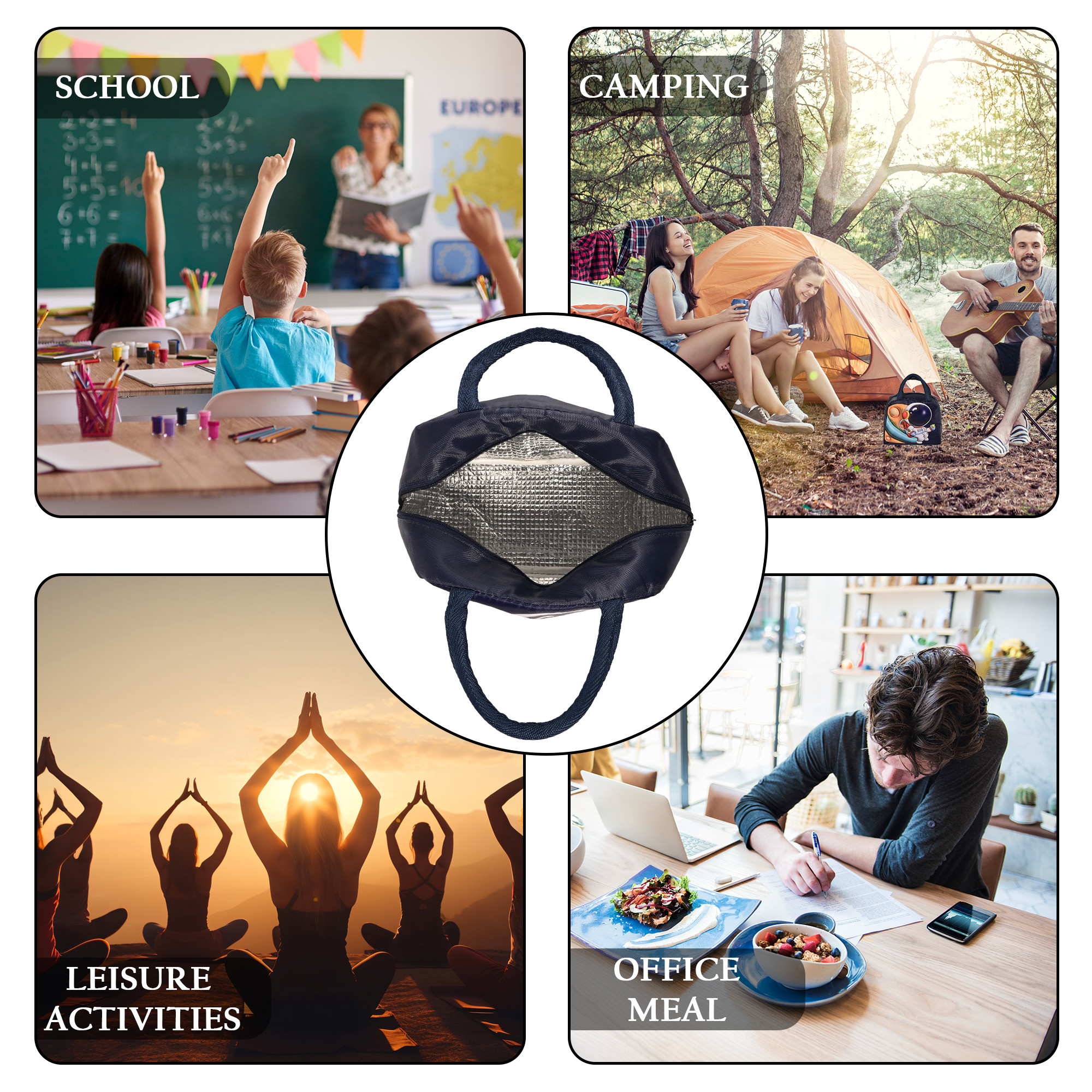 Kuber Industries Insulated Kids Lunch Bag with Zip Closure  Handle  Leakproof Lunch Bag for Kids Girls  Boys  Lunchbag for Kids for School  Picnic  YJ-2-NBLU  Astronaut Design - Navy Blue