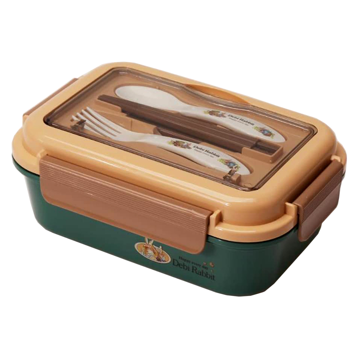 Kuber Industries Insulated Lunch Box for Kids & Adults|Premium Food-Grade PP Plastic|Leakproof & Spill Proof|Dishwasher & Microwave Safe Lunch Box|800 ML|HX0042727|Green