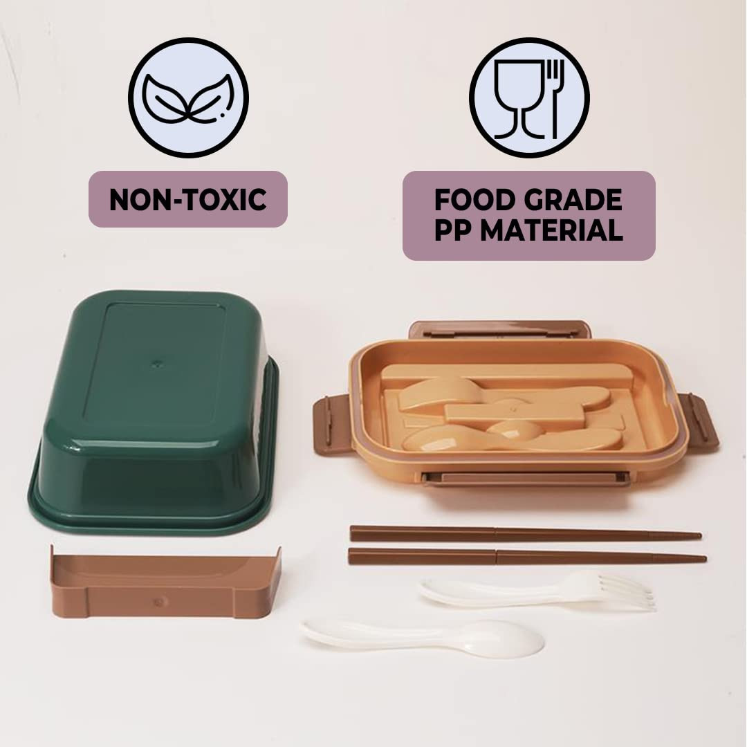 Kuber Industries Insulated Lunch Box for Kids & Adults|Premium Food-Grade PP Plastic|Leakproof & Spill Proof|Dishwasher & Microwave Safe Lunch Box|800 ML|HX0042727|Green