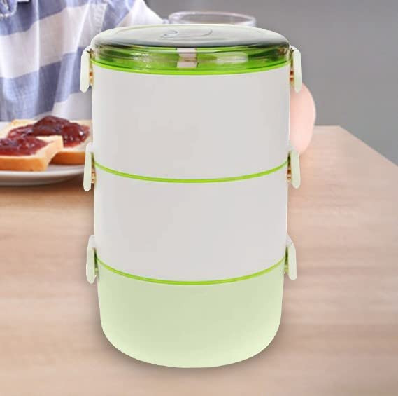 Kuber Industries Insulated Lunch Box With 3 Compartments|100% BPA Free, Food Grade ABS Plastic|Leakproof & Spill Proof|Dishwasher & Microwave Safe Lunch Box|3000 ML|HX0032531|Green