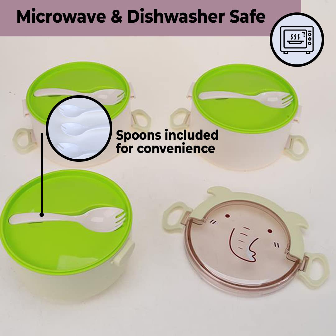 Kuber Industries Insulated Lunch Box With 3 Compartments|100% BPA Free, Food Grade ABS Plastic|Leakproof & Spill Proof|Dishwasher & Microwave Safe Lunch Box|3000 ML|HX0032531|Green