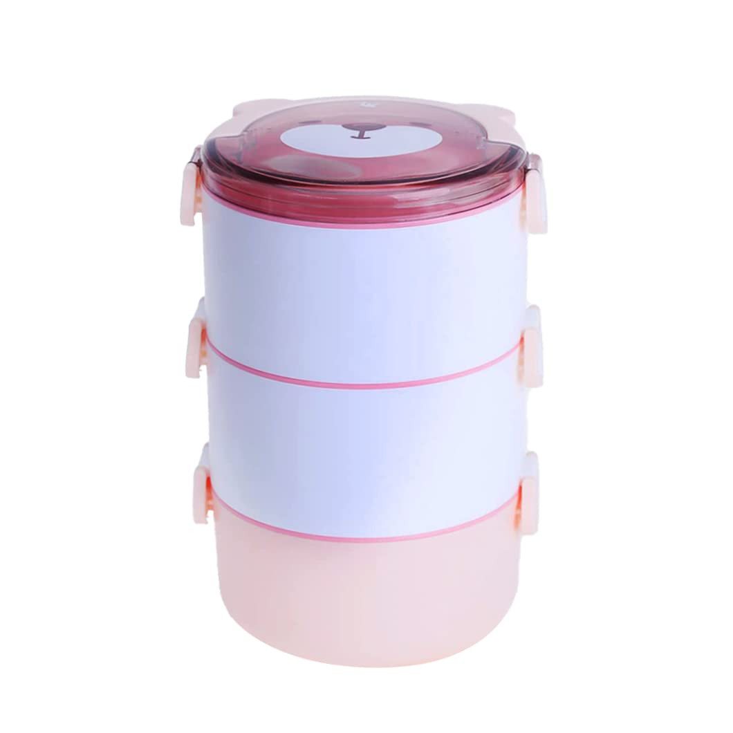Kuber Industries Insulated Lunch Box With 3 Compartments|100% BPA Free, Food Grade ABS Plastic|Leakproof & Spill Proof|Dishwasher & Microwave Safe Lunch Box|3000 ML|HX0034190|Pink