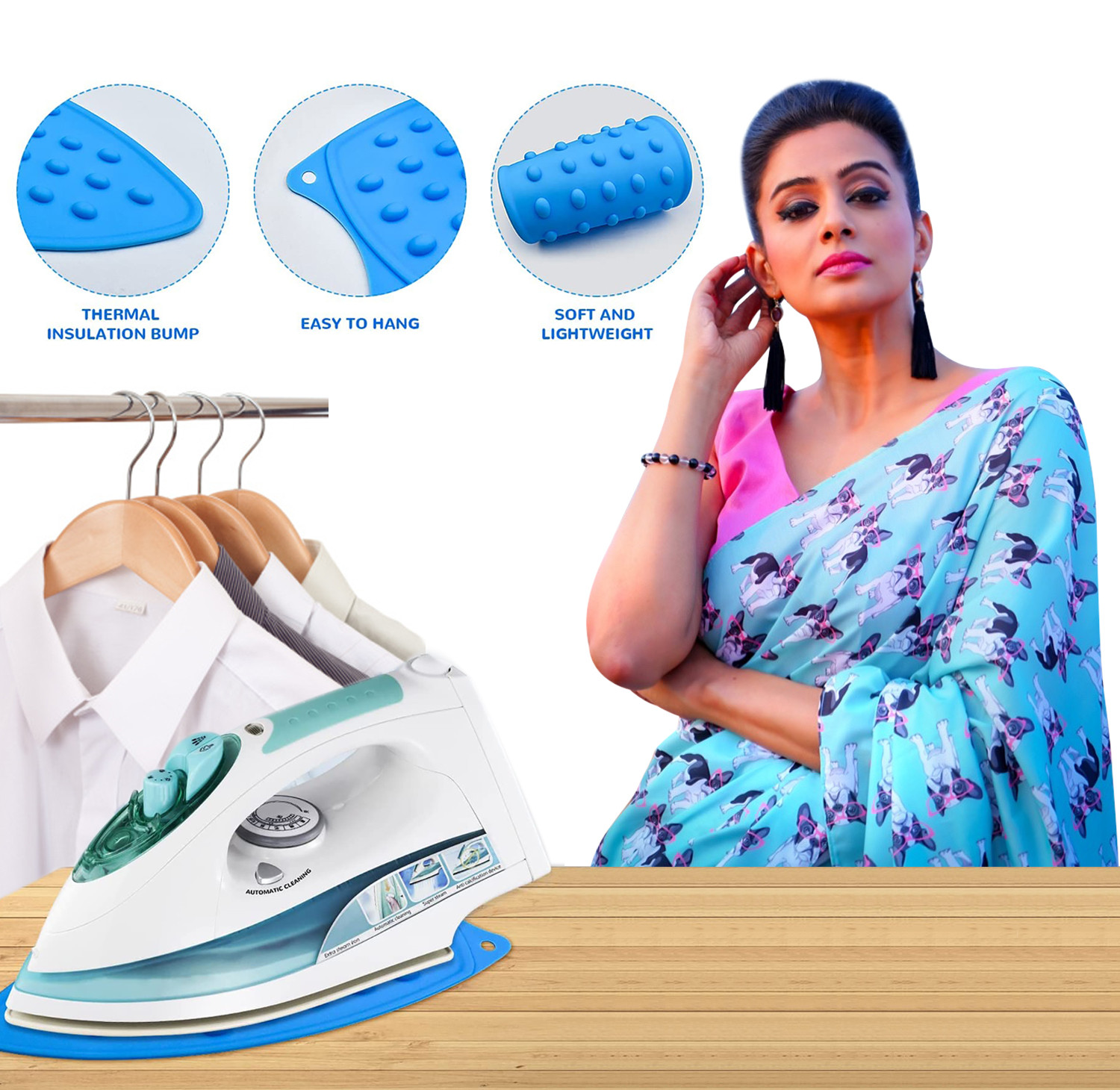 Kuber Industries Iron Mat  Flexible Silicone Iron Pad  Iron Rest Pads  Heat Resistant  Anti-Slip Mat  Protective Waterproof Insulation Iron Mat  Assorted