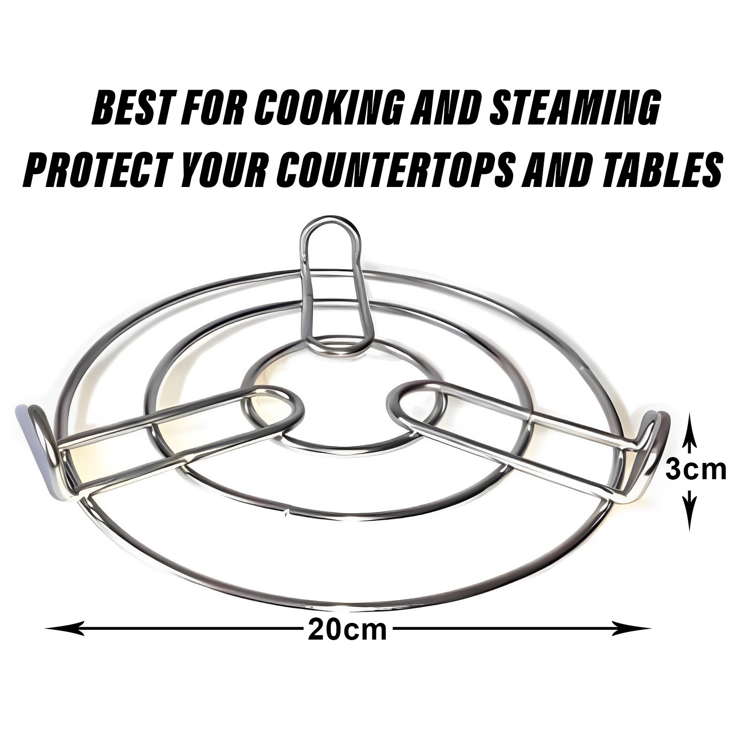 Kuber Industries Iron Stand | Stainless Steel Trivet |Round Steamer Rack for Kitchen | Heat Resistant Hot Plate Dishes Holder | Cooker Donga Stand | Silver