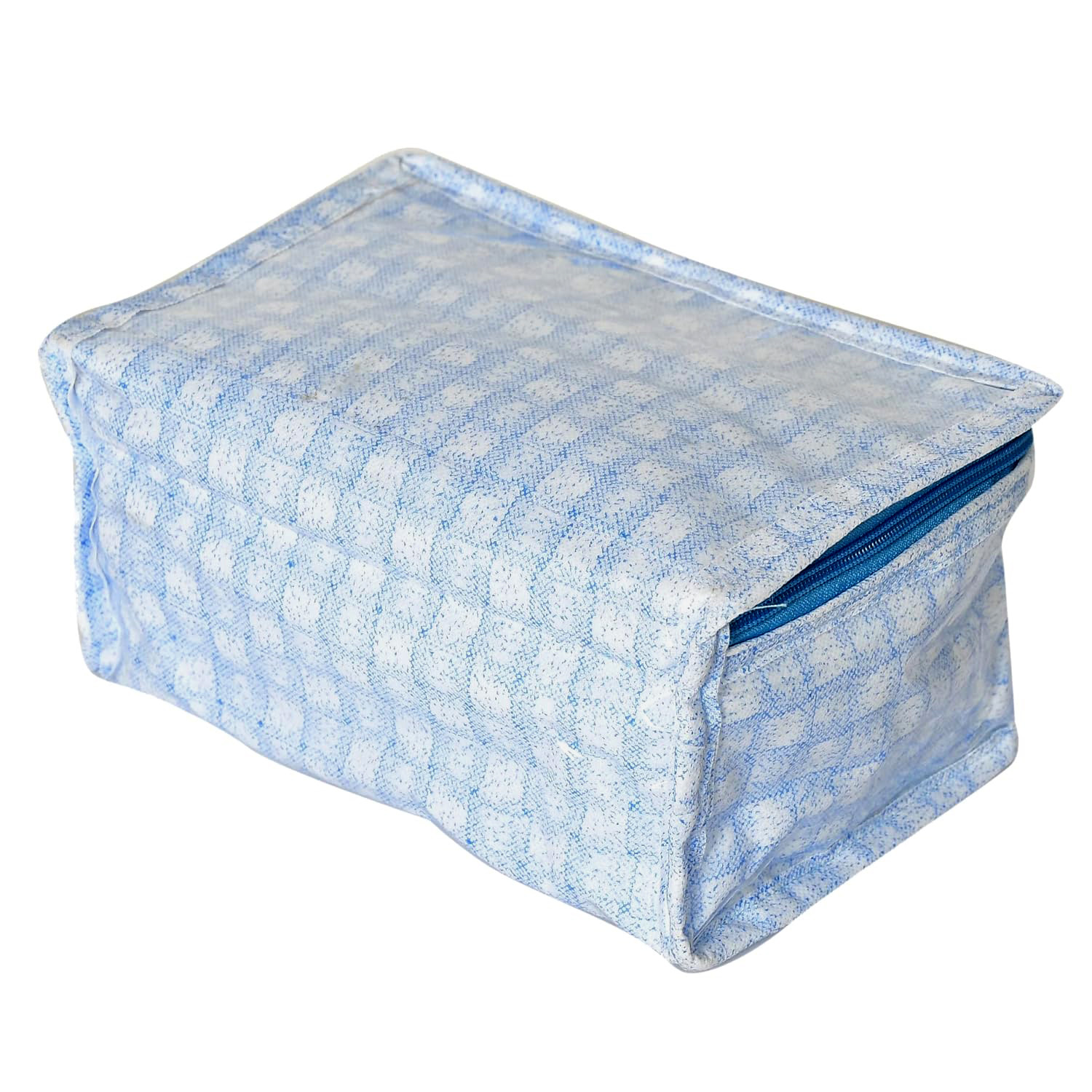 Kuber Industries Jewellery Kit | Check Design Vanity Box for woman | Laminated Jewellery Kit for woman | Jewellery Kit with 8 Transparent Pouch | Blue