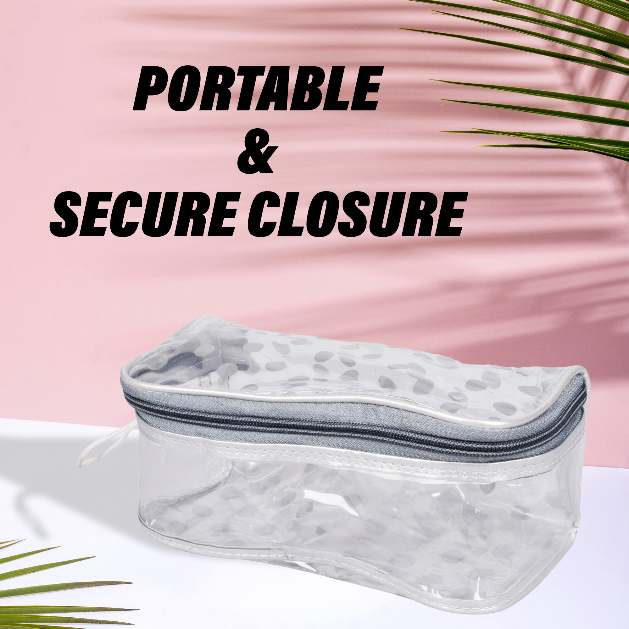 Kuber Industries Jewellery Kit  Cosmetic Storage Box  Jewellery Box for Women  Travel Pouch  Transparent Makeup kit  3 Different Pouch  Dot-Dori Vanity Pouch  Silver