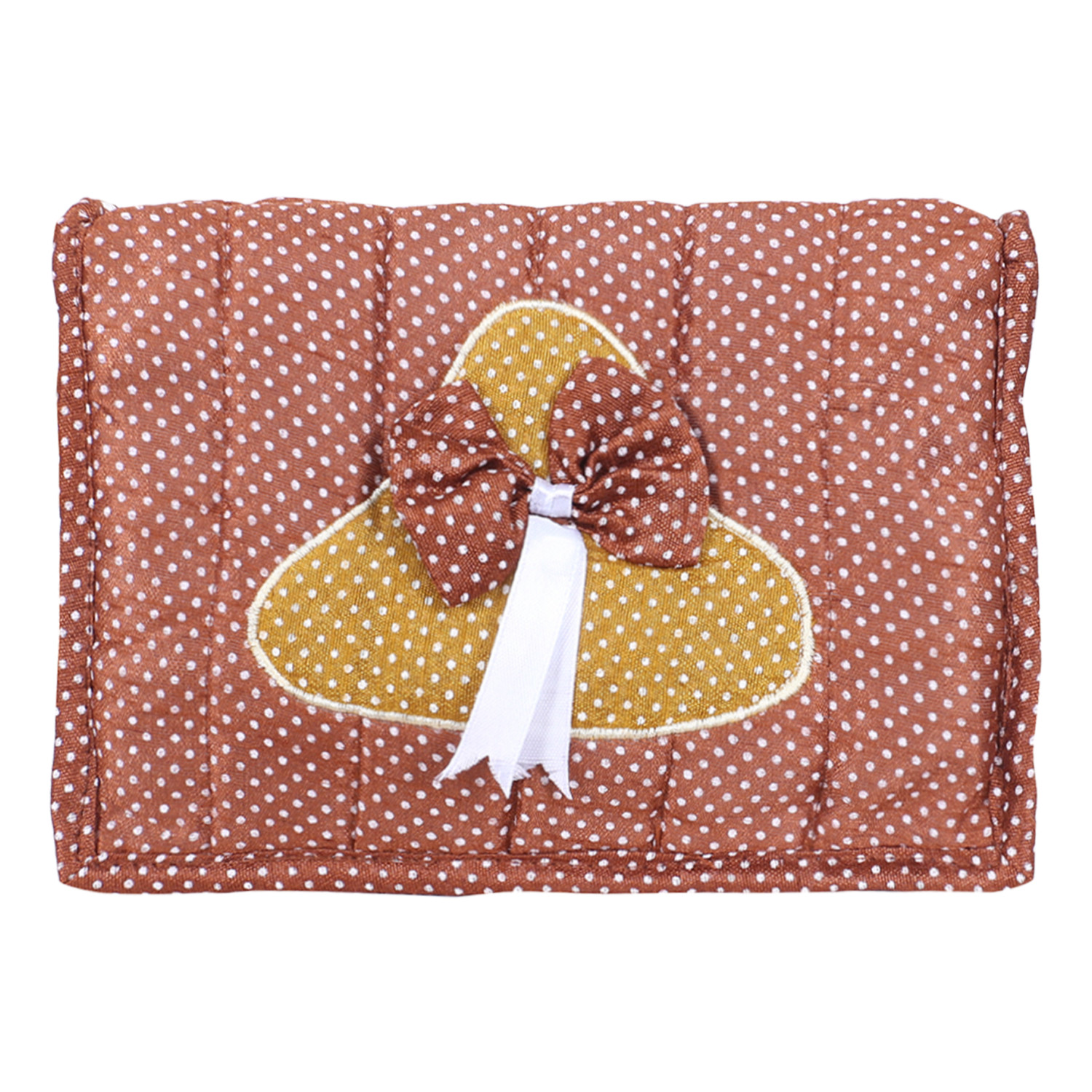 Kuber Industries Jewellery Kit | Cotton Bow Dot Print Travel Kit | 7 Pouch Jewellery Storage Kit | Makeup Organizer for Woman | Brown