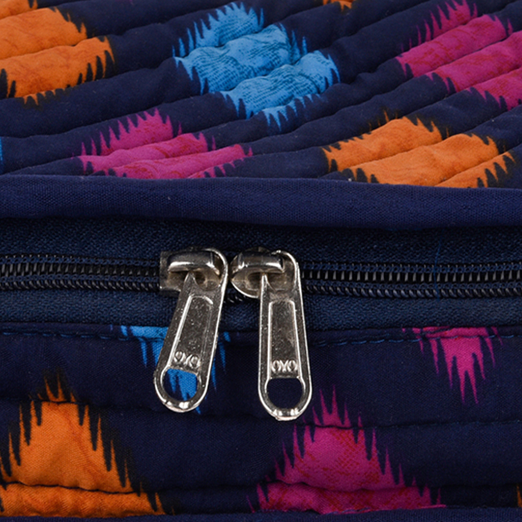 Kuber Industries Jewellery Kit  Cotton Jewellery Storage Kit  Zig Zag Print Jewellery Kit  Cosmetic Kit with 6 Flappable Pouches  Travel Kit for Necklace  Bracelet  Blue