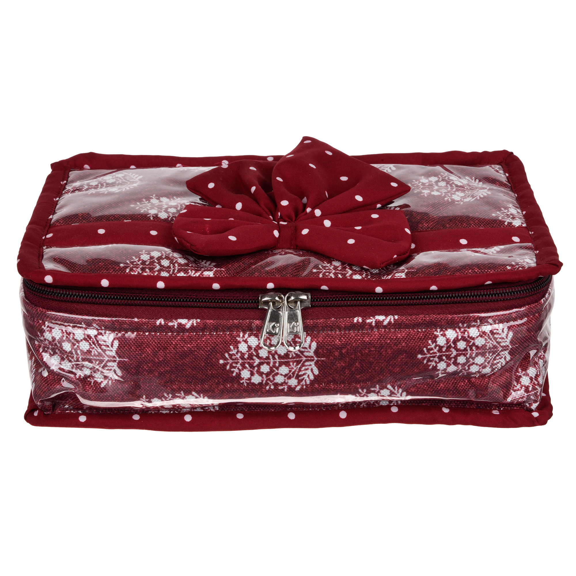 Kuber Industries Jewellery Kit  Travel Makeup Organizer  Zipper Clouser Cosmetic Kit  6 Pouch Jewellery Kit  Cosmetic Bag for Women  Bow Dot Jewellery Kit  Maroon