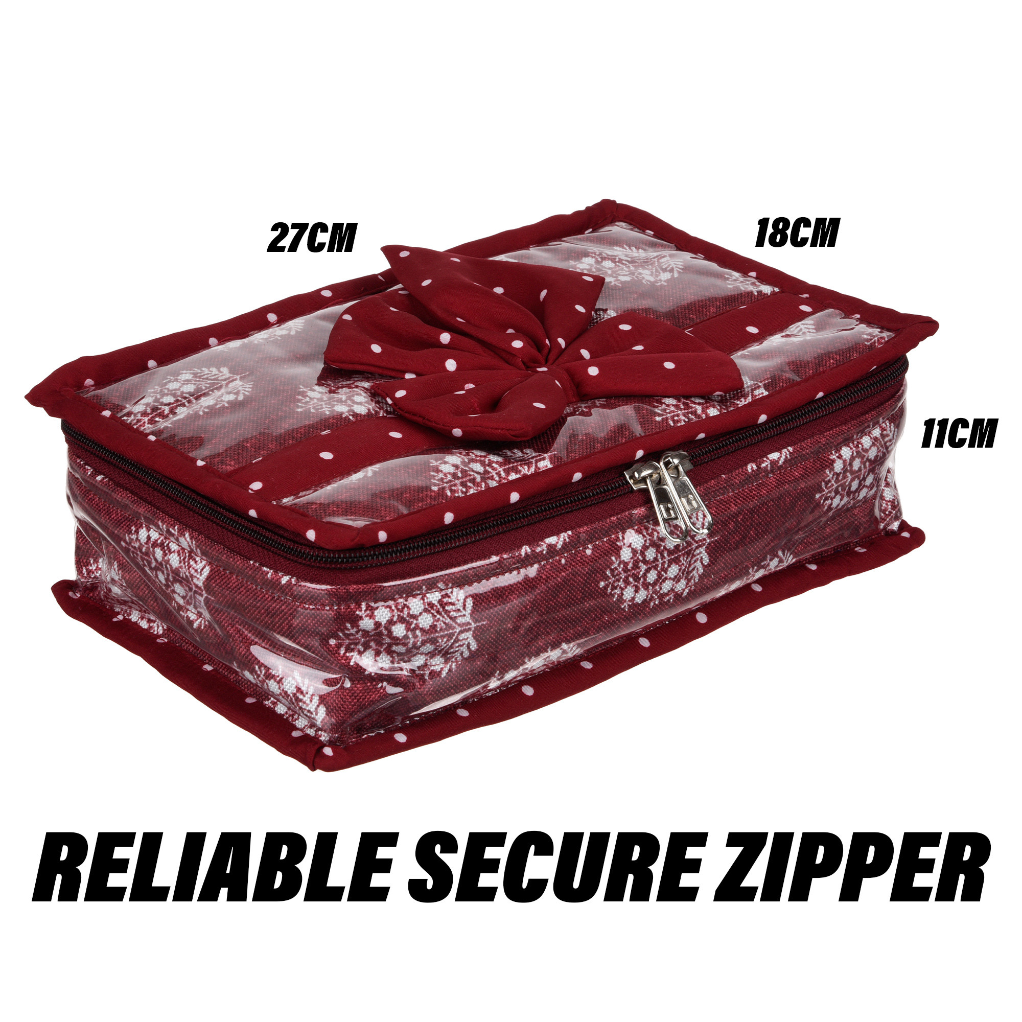 Kuber Industries Jewellery Kit | Travel Makeup Organizer | Zipper Clouser Cosmetic Kit | 6 Pouch Jewellery Kit | Cosmetic Bag for Women | Bow Dot Jewellery Kit | Maroon