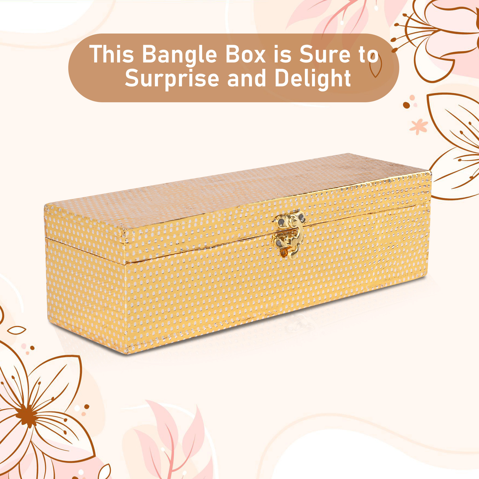 Kuber Industries Jewelry Bangle Box  Jewellery Case Organizer   Bangles Box for Women  Velvet Jewelry Box  Storage Organizer  Watch Organizer  Dot Lock  Golden