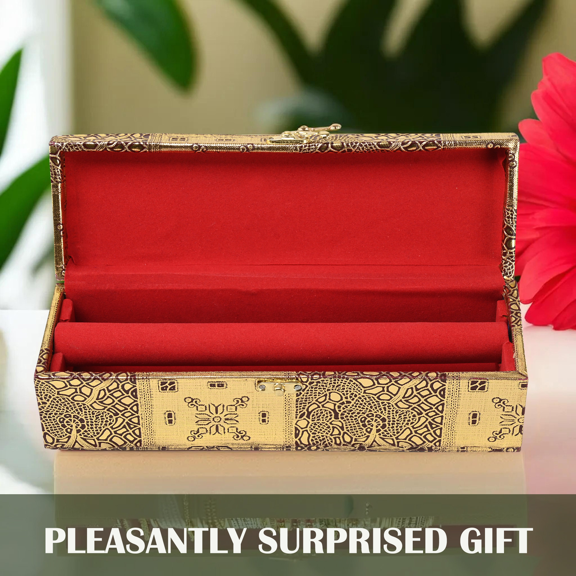 Kuber Industries Jewelry Bangle Box  Jewellery Case Organizer  1 Rod Transparent Bangles Box for Women  Velvet Jewelry Box  Storage Organizer  Watch Organizer  Makadi Lock  Golden