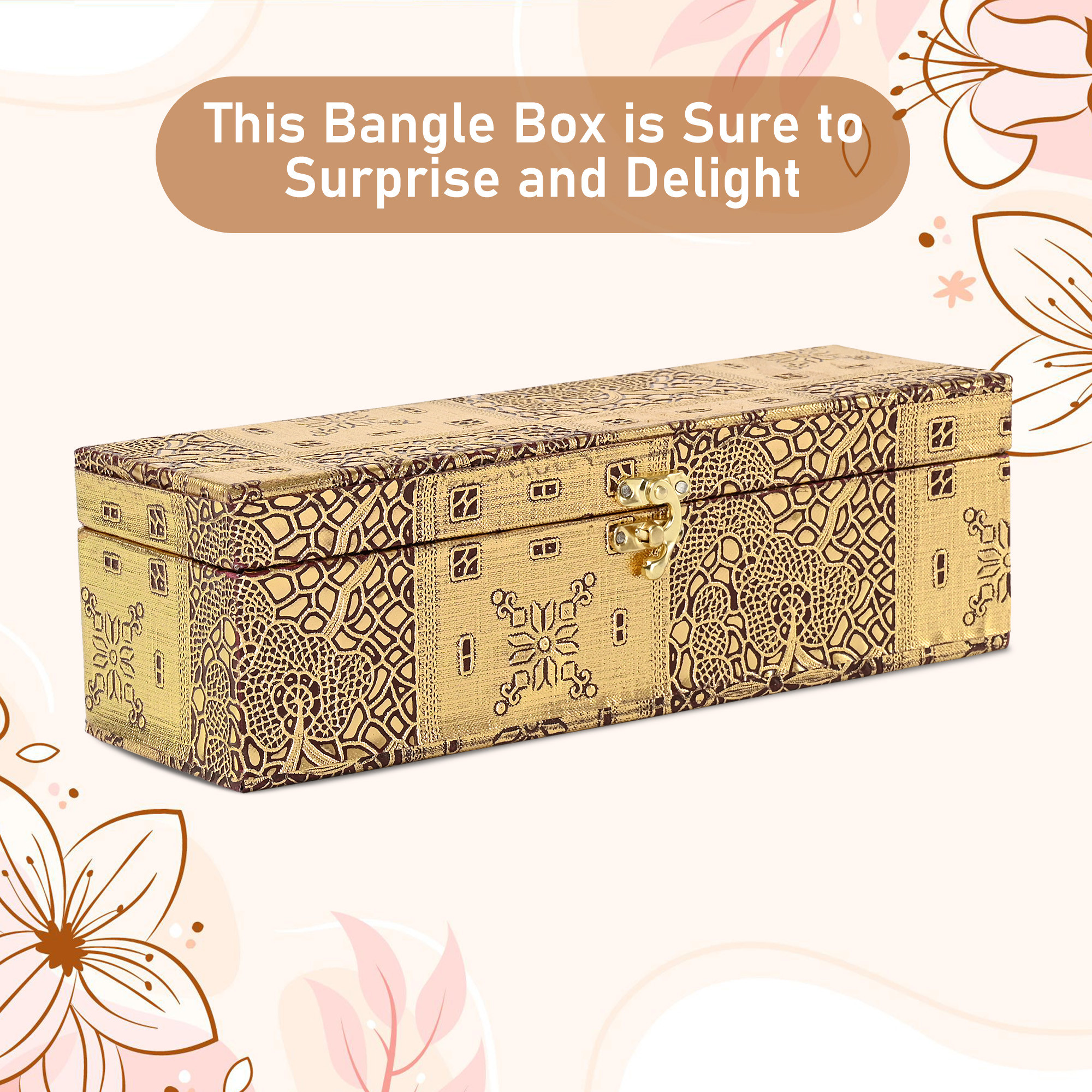 Kuber Industries Jewelry Bangle Box  Jewellery Case Organizer  1 Rod Transparent Bangles Box for Women  Velvet Jewelry Box  Storage Organizer  Watch Organizer  Makadi Lock  Golden