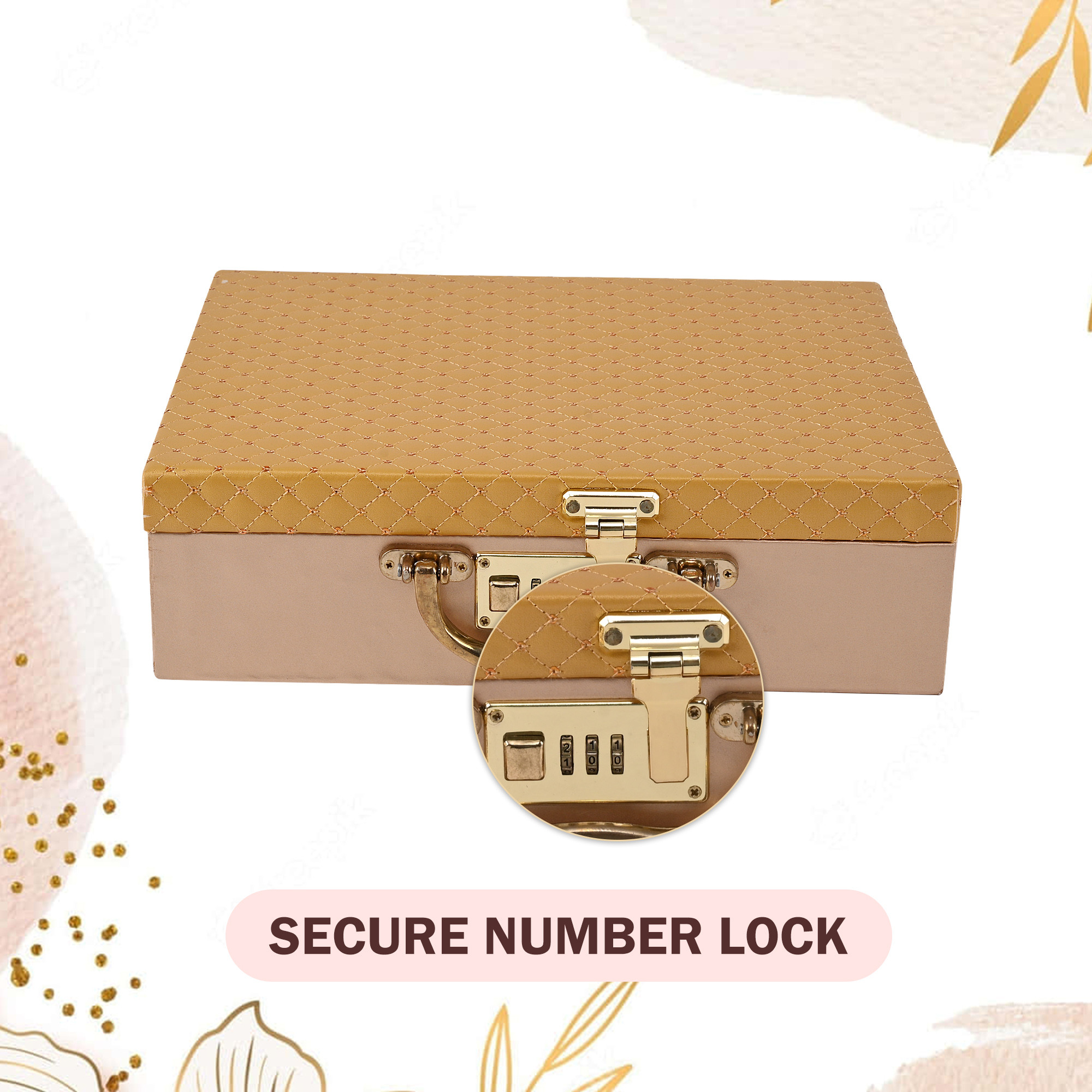 Kuber Industries Jewelry Bangle Box  Jewellery Case Organizer  Bangles Box for Women  Leather Jewelry Box  Storage Organizer  Watch Organizer Check Design Golden