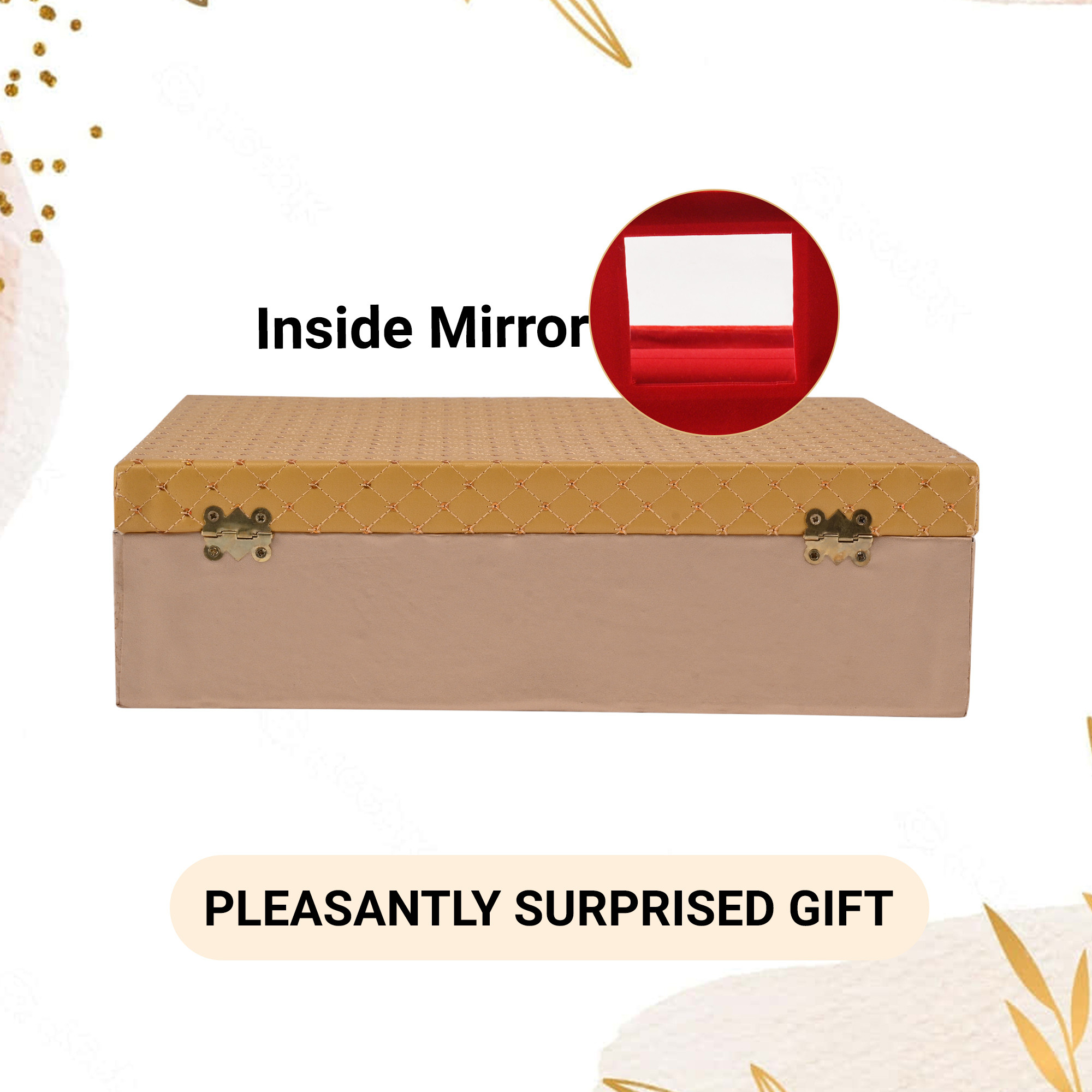 Kuber Industries Jewelry Bangle Box  Jewellery Case Organizer  Bangles Box for Women  Leather Jewelry Box  Storage Organizer  Watch Organizer Check Design Golden