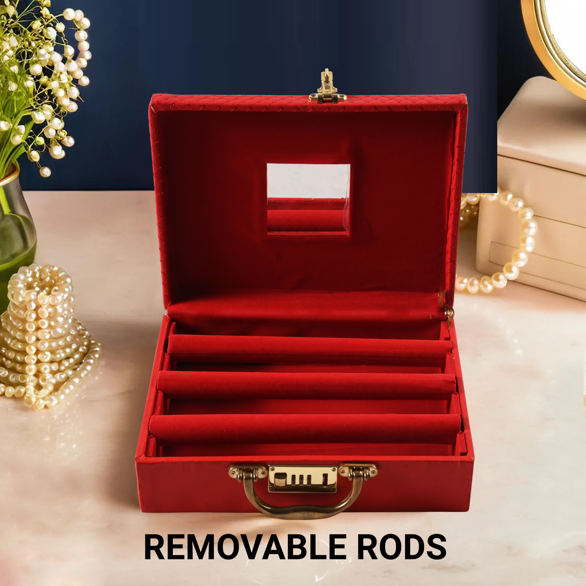 Kuber Industries Jewelry Bangle Box  Jewellery Case Organizer  Bangles Box for Women  Leather Jewelry Box  Storage Organizer  Watch Organizer Check Design Red