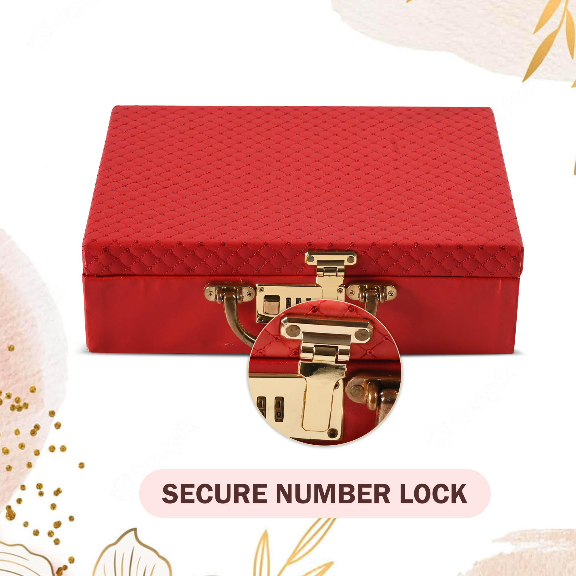 Kuber Industries Jewelry Bangle Box  Jewellery Case Organizer  Bangles Box for Women  Leather Jewelry Box  Storage Organizer  Watch Organizer Check Design Red