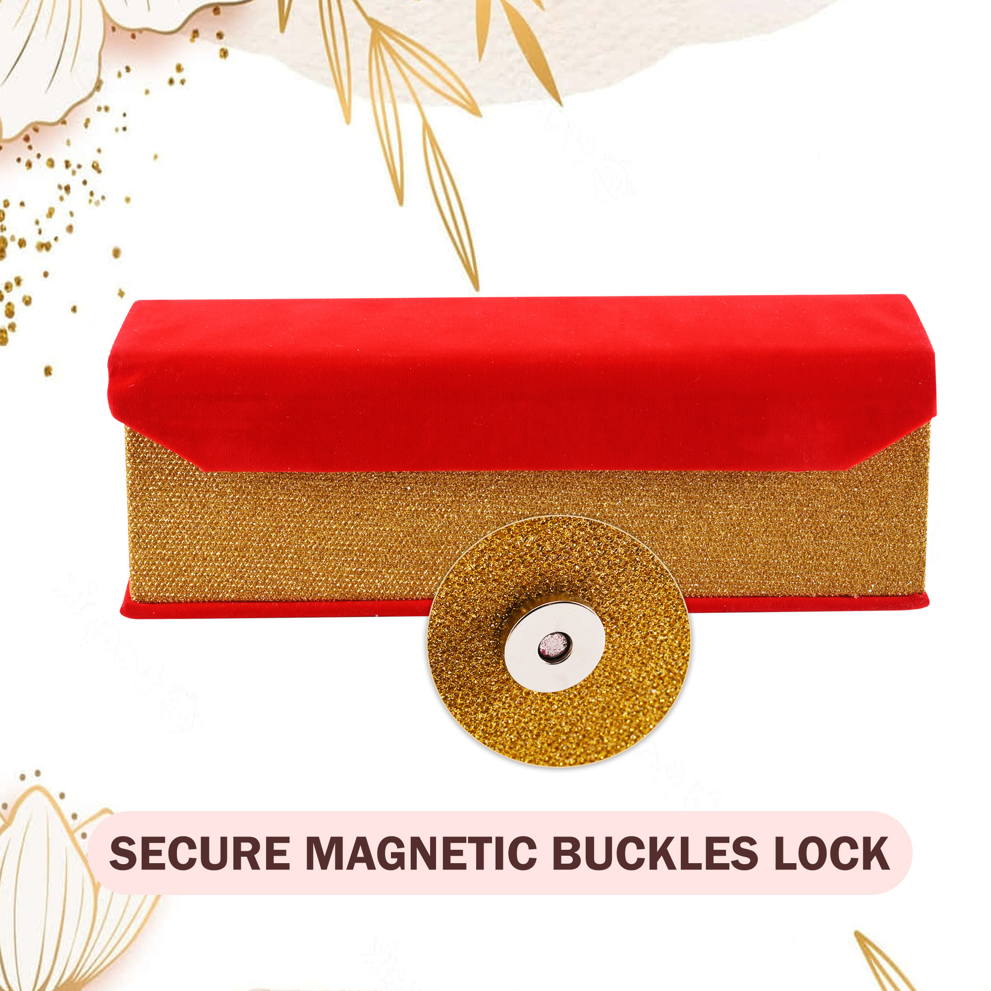 Kuber Industries Jewelry Bangle Box  Jewellery Case Organizer  Bangles Box for Women  Velvet Jewelry Box  Storage Organizer  Watch Organizer With Magnetic Buckles   Red