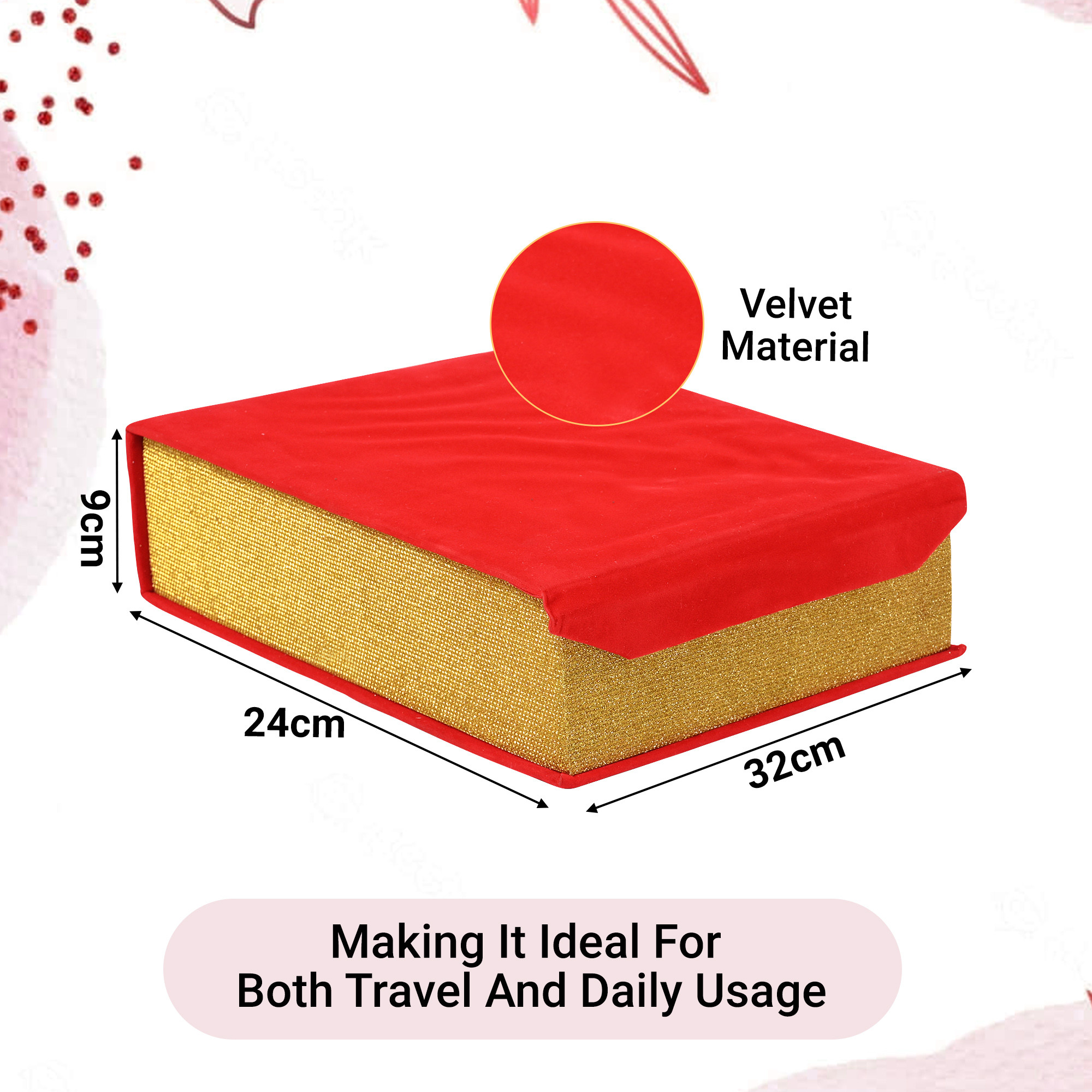 Kuber Industries Jewelry Bangle Box  Jewellery Case Organizer 1 Rod Bangles Box for Women  Velvet Jewelry Box  Storage Organizer  Watch Organizer With Magnetic Buckles   Red
