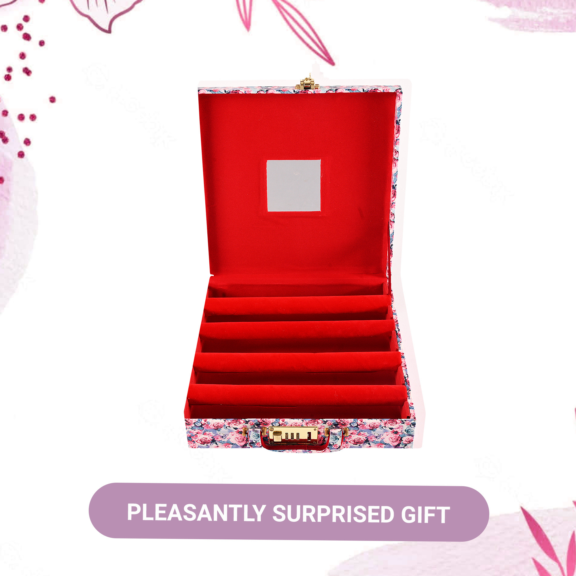 Kuber Industries Jewelry Bangle Box  Jewellery Case Organizer 4 Rod Bangles Box for Women  Velvet Jewelry Box  Storage Organizer  Watch Organizer Printed Pink  Blue