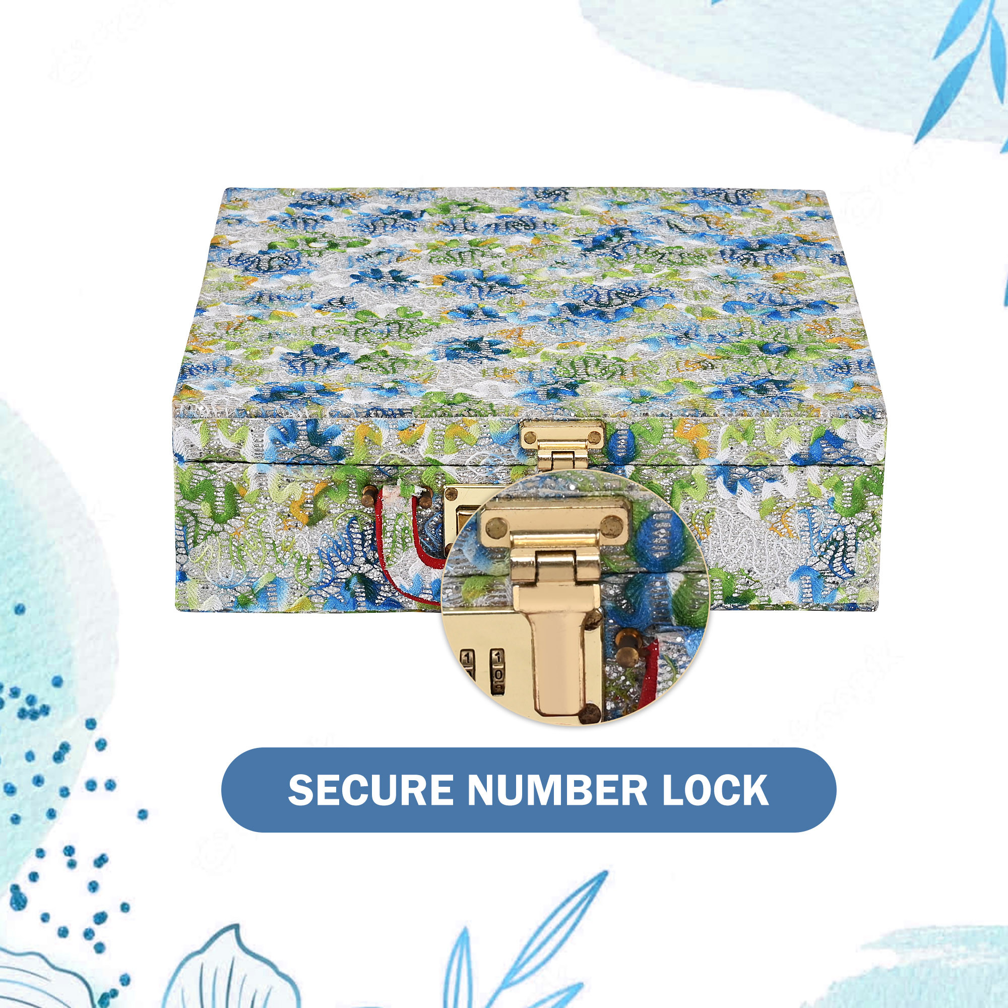 Kuber Industries Jewelry Bangle Box  Jewellery Case Organizer 4 Rod Bangles Box for Women  Velvet Jewelry Box  Storage Organizer  Watch Organizer Printed Green  Blue