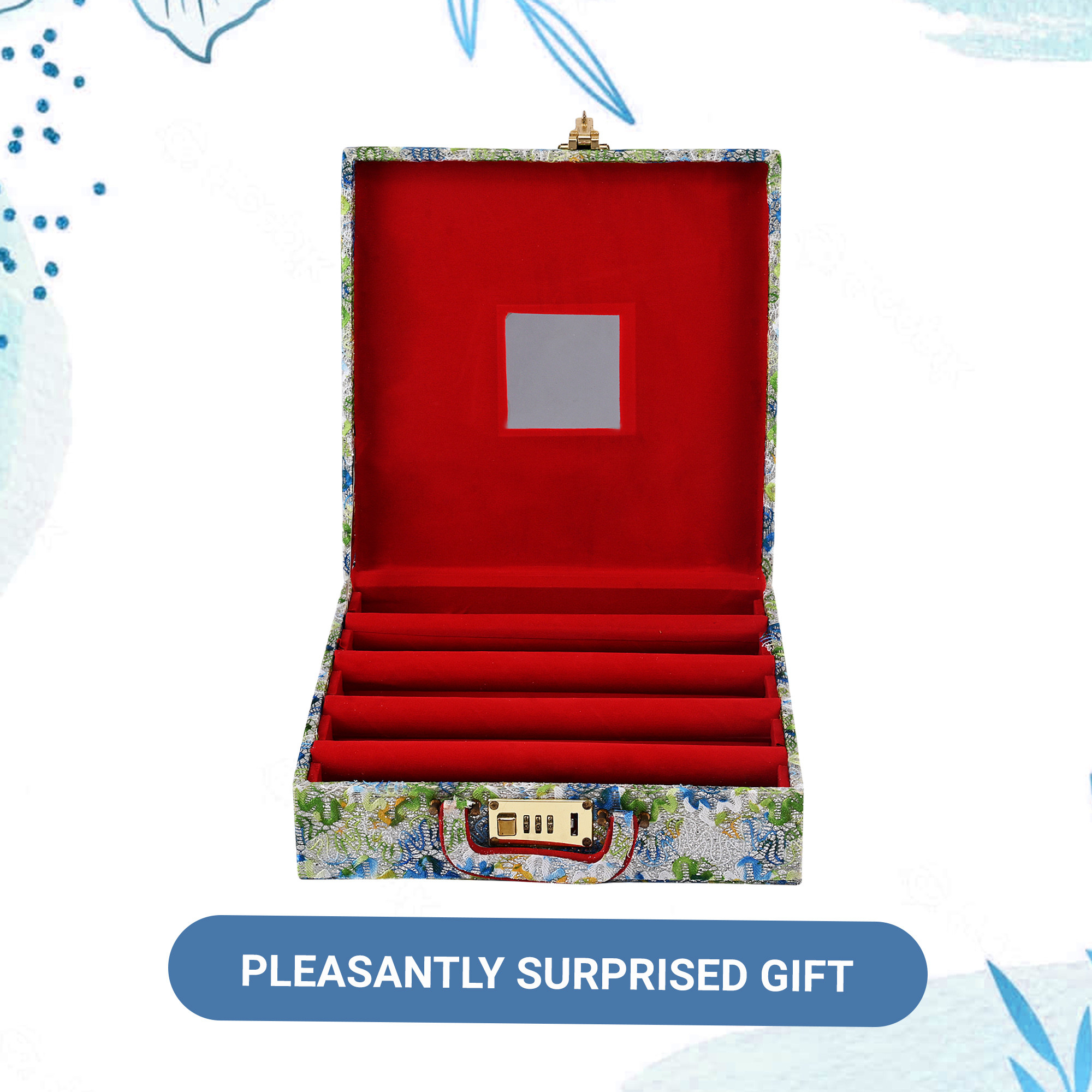 Kuber Industries Jewelry Bangle Box  Jewellery Case Organizer 4 Rod Bangles Box for Women  Velvet Jewelry Box  Storage Organizer  Watch Organizer Printed Green  Blue