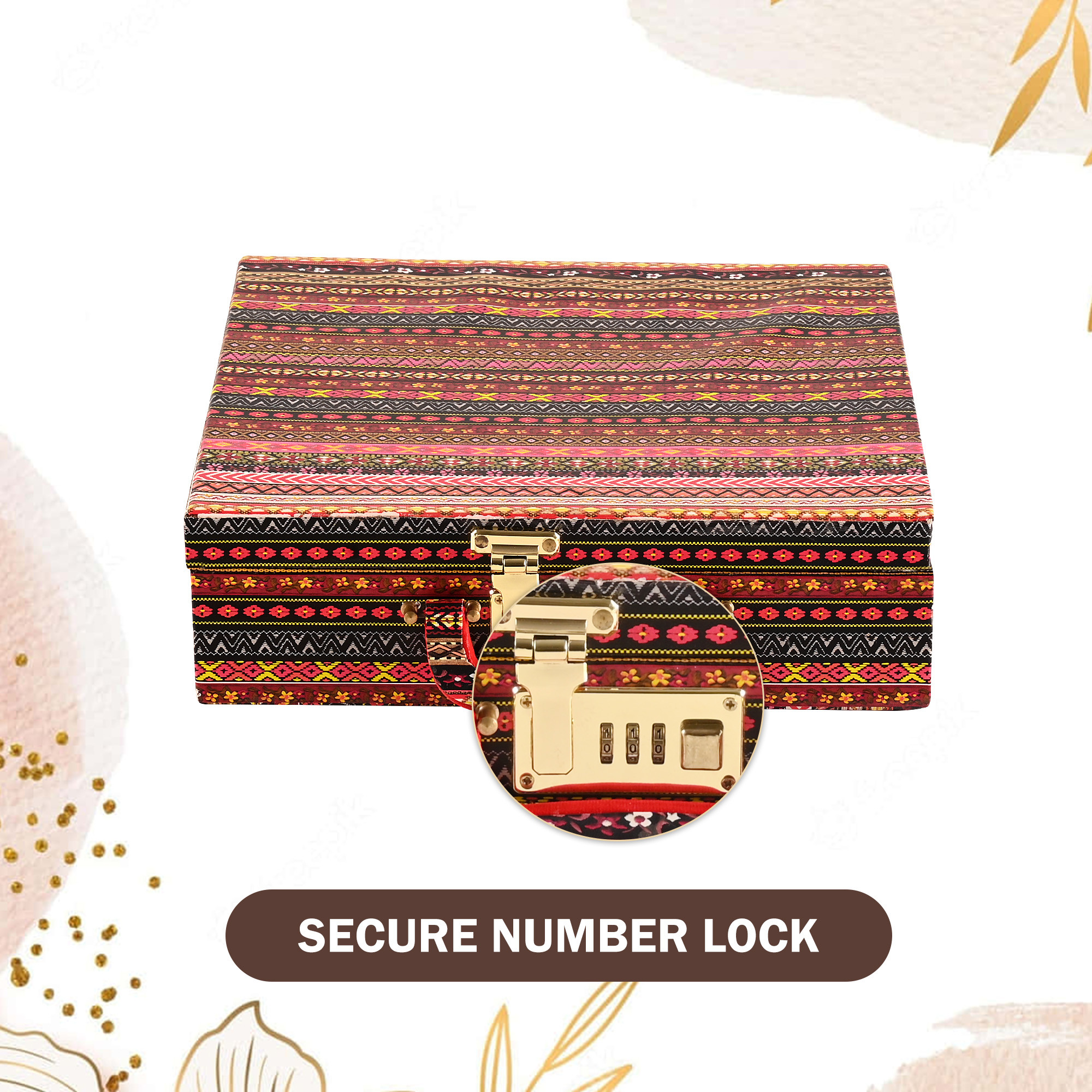 Kuber Industries Jewelry Bangle Box  Jewellery Case Organizer 4 Rod Bangles Box for Women  Velvet Jewelry Box  Storage Organizer  Watch Organizer Lining Design Multicolor